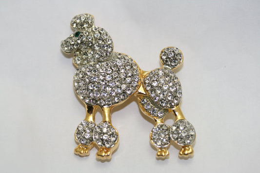 Rhinestone Posh Poodle Dog Brooch Crystal Dog pin