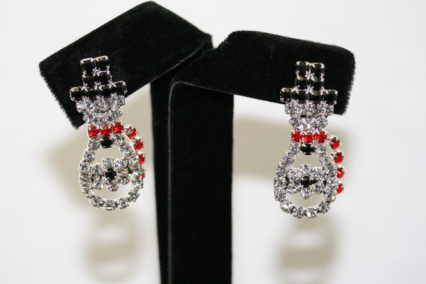 Rhinestone Christmas Snowman Earring, Christmas Stud Earring, Holiday Jewelry