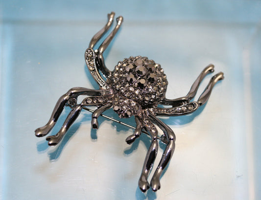 Vintage Rhinestone Inlaid Spider Brooch Pin Halloween Brooch Jewelry