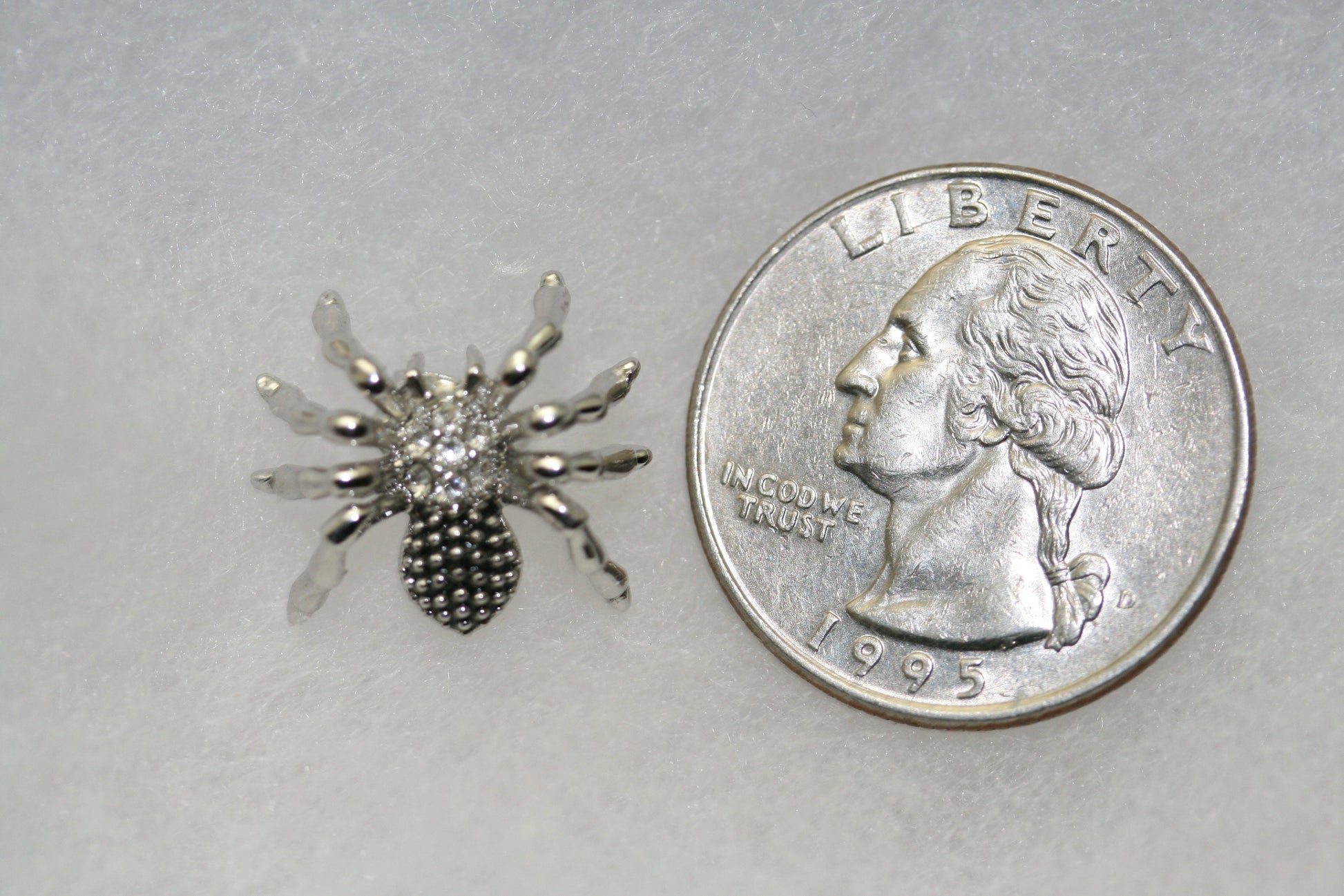 Halloween Insect Silver Tone Metal with Rhinestones Spider Charms Necklace And Earring Jewelry Set