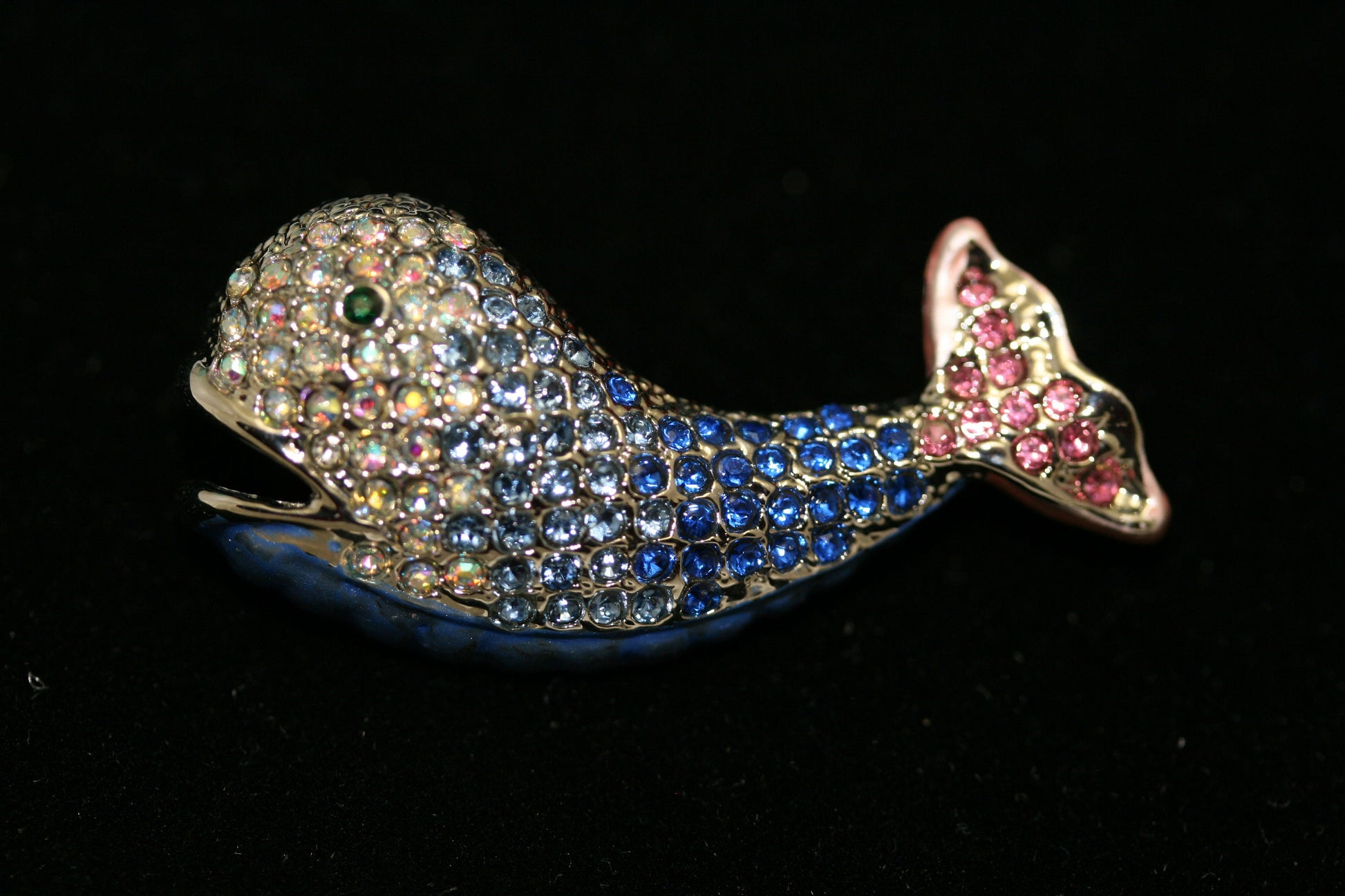 Sapphire Blue Rhinestone Whale Pin Ocean Wild Animal Pin Brooch, Crystal Whale Brooch