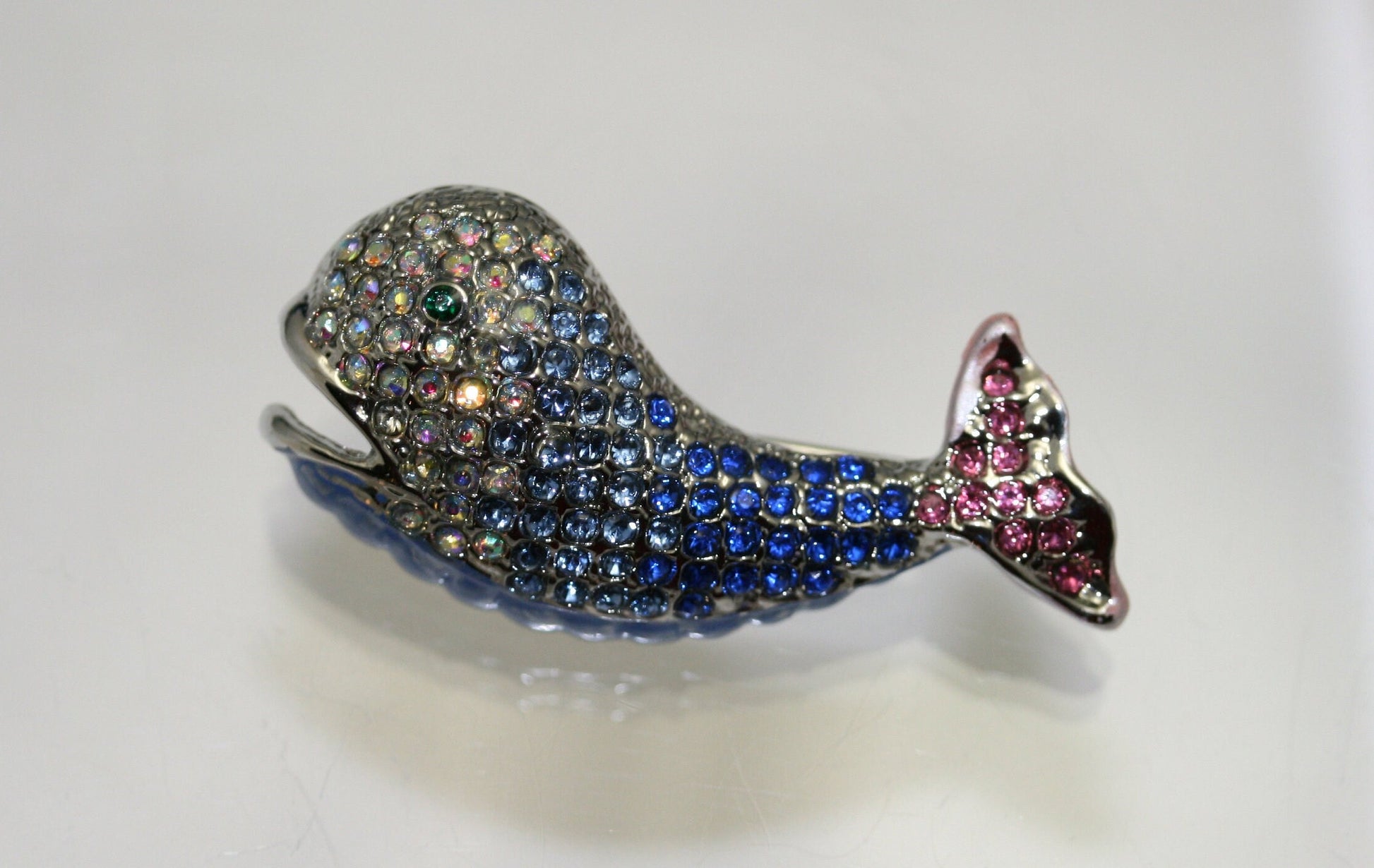 Sapphire Blue Rhinestone Whale Pin Ocean Wild Animal Pin Brooch, Crystal Whale Brooch
