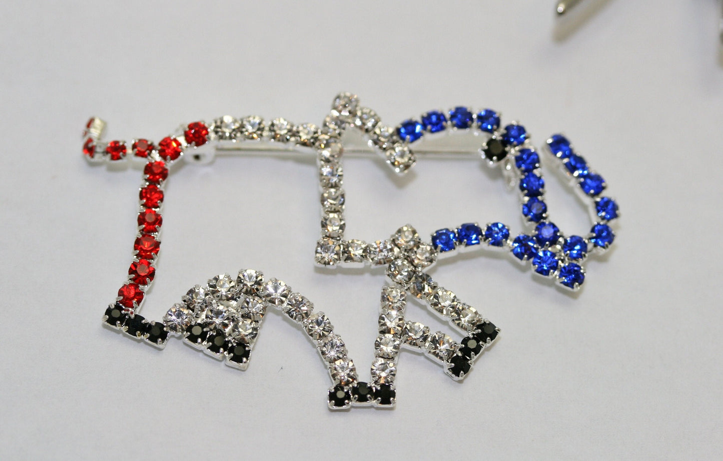 Patriotic ELEPHANT Rhinestone Pin Brooch, Red White Blue Patriotic GOP Republican Elephant Brooch, Patriotic Jewelry Gift