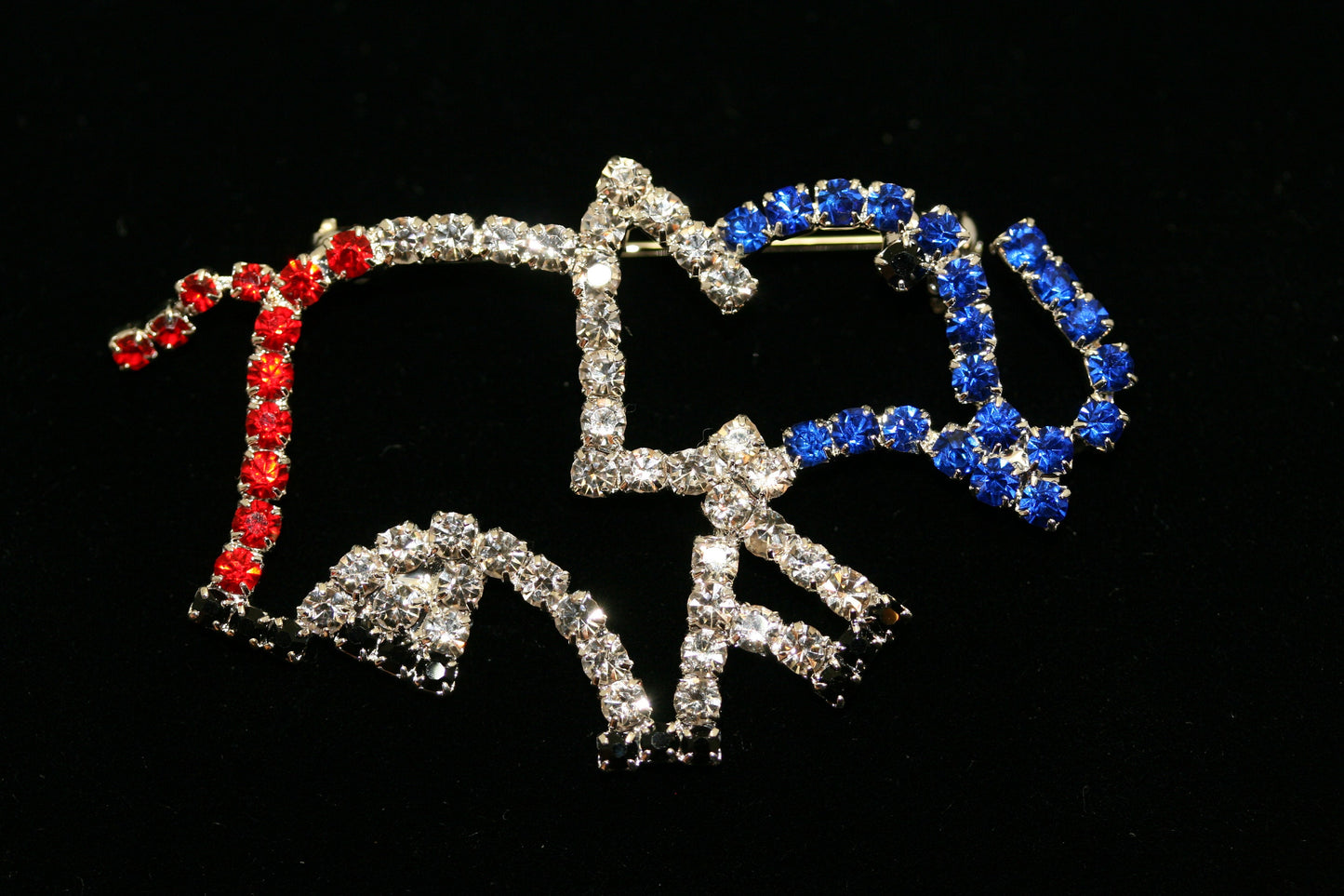 Patriotic ELEPHANT Rhinestone Pin Brooch, Red White Blue Patriotic GOP Republican Elephant Brooch, Patriotic Jewelry Gift