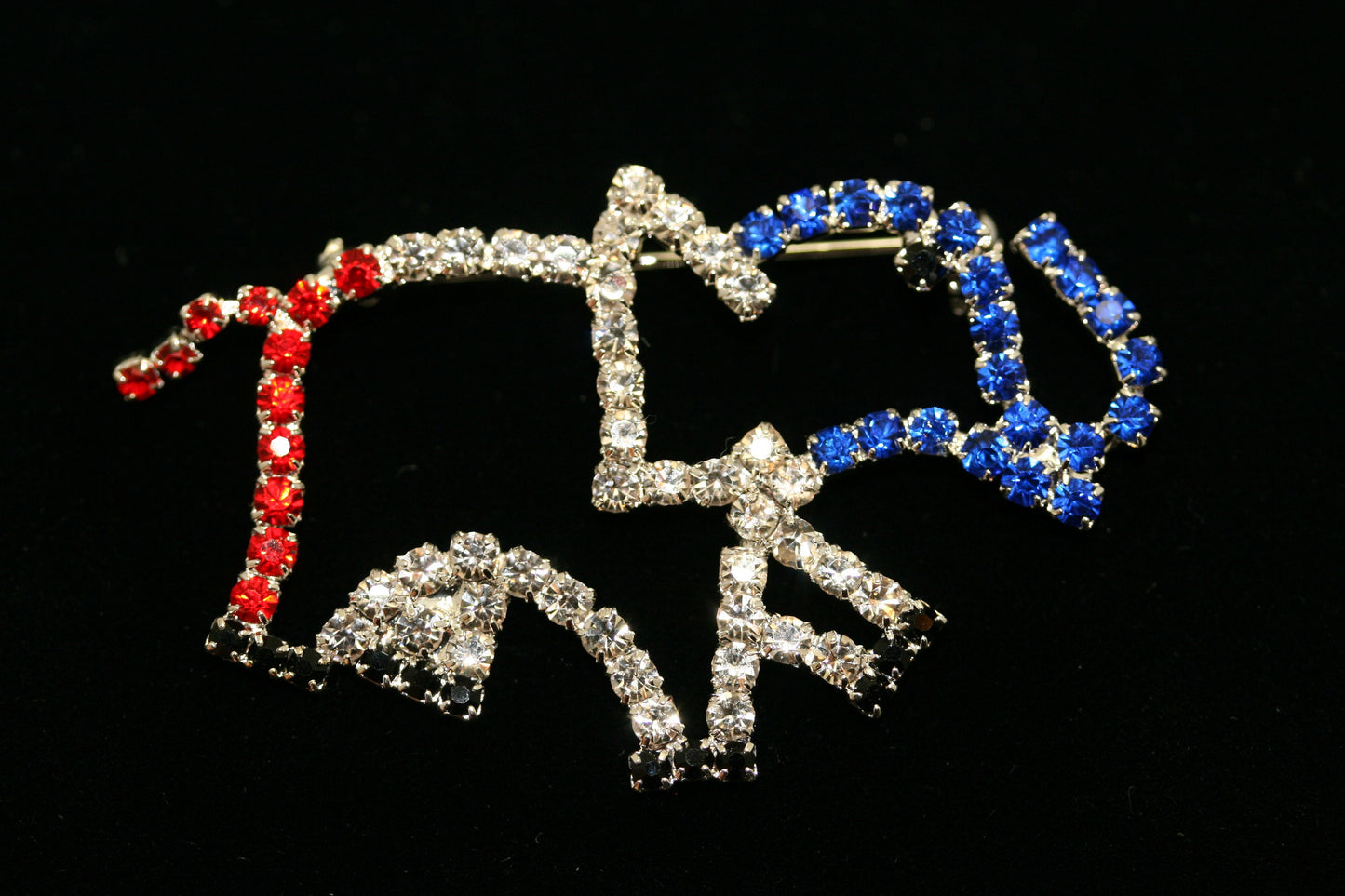 Patriotic ELEPHANT Rhinestone Pin Brooch, Red White Blue Patriotic GOP Republican Elephant Brooch, Patriotic Jewelry Gift