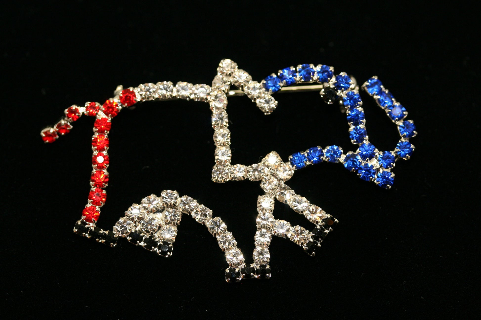 Patriotic ELEPHANT Rhinestone Pin Brooch, Red White Blue Patriotic GOP Republican Elephant Brooch, Patriotic Jewelry Gift