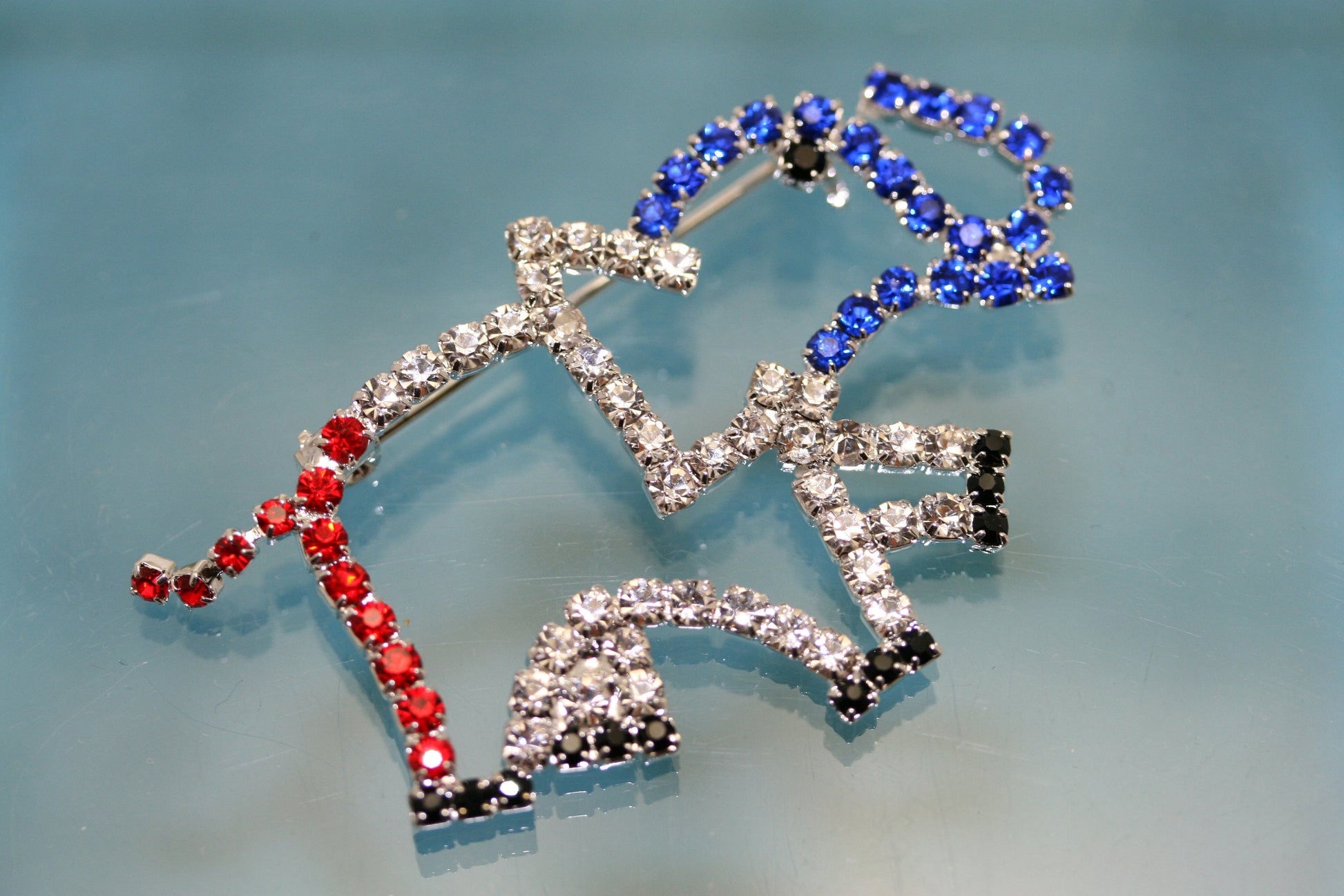 Patriotic ELEPHANT Rhinestone Pin Brooch, Red White Blue Patriotic GOP Republican Elephant Brooch, Patriotic Jewelry Gift