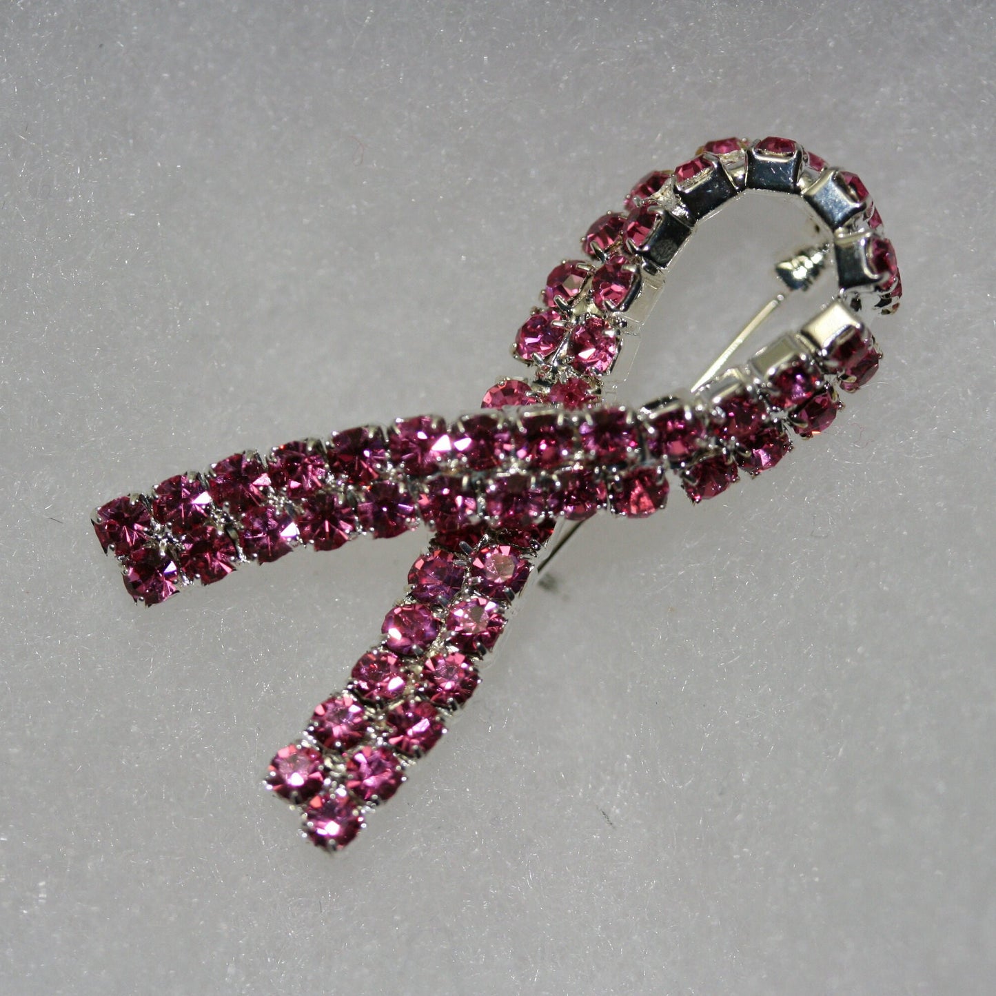 Pink Ribbon Breast Cancer Awareness Pin Brooch Pink Rhinestones Jewelry