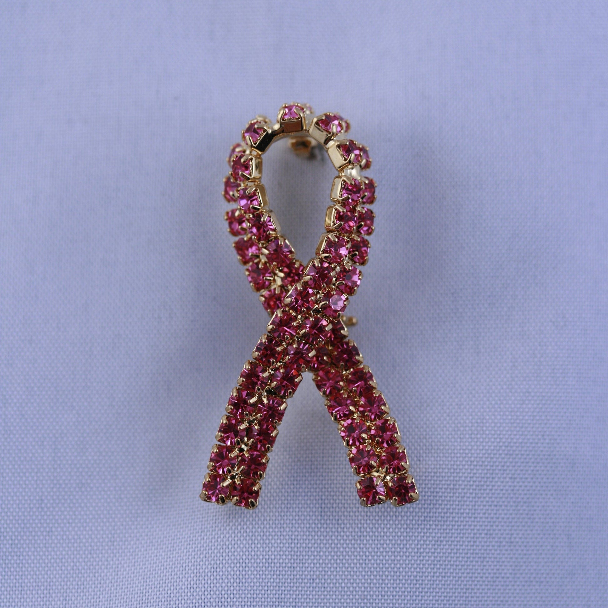 Pink Ribbon Breast Cancer Awareness Pin Brooch Pink Rhinestones Jewelry