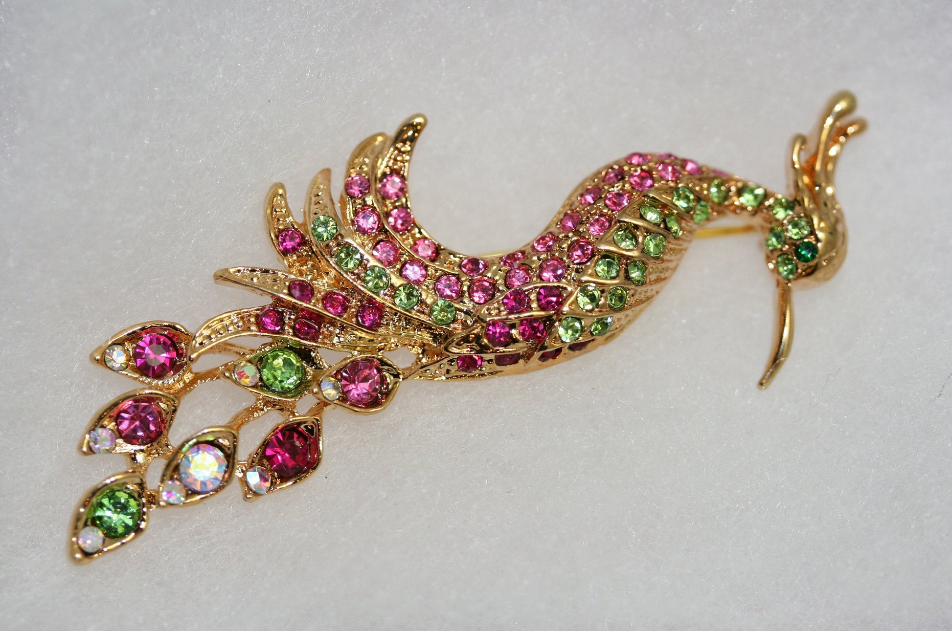 Vintage Rhinestone Peacock Brooch, Colorful Crystal Peacock Brooch Pin, Fashion Jewelry Pin,