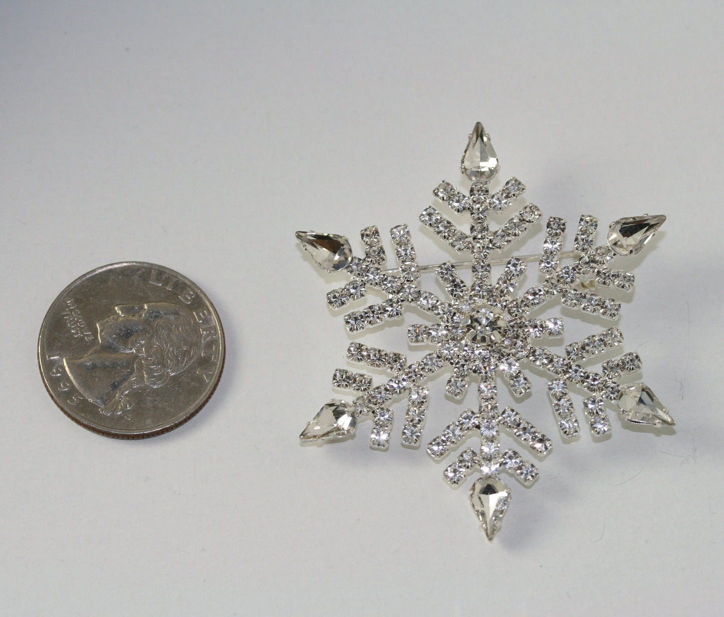 Crystal Winter Snowflake Flower Clear Rhinestone Elegant Christmas Brooch Pin and Pendant, Christmas Holiday Gift Jewelry