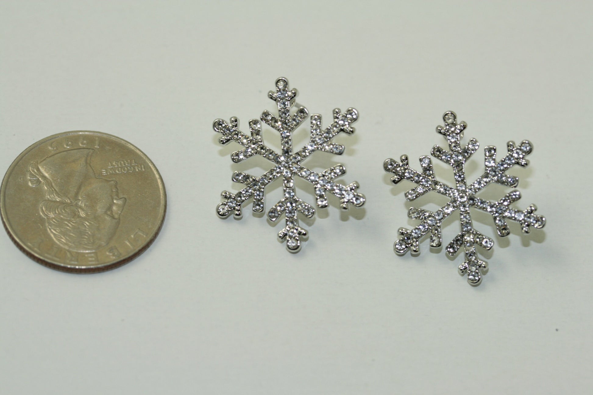 Rhinestone Snowflake Post Stud Earring, Crystal Christmas Holiday Jewelry, Winter Snowflake Earring