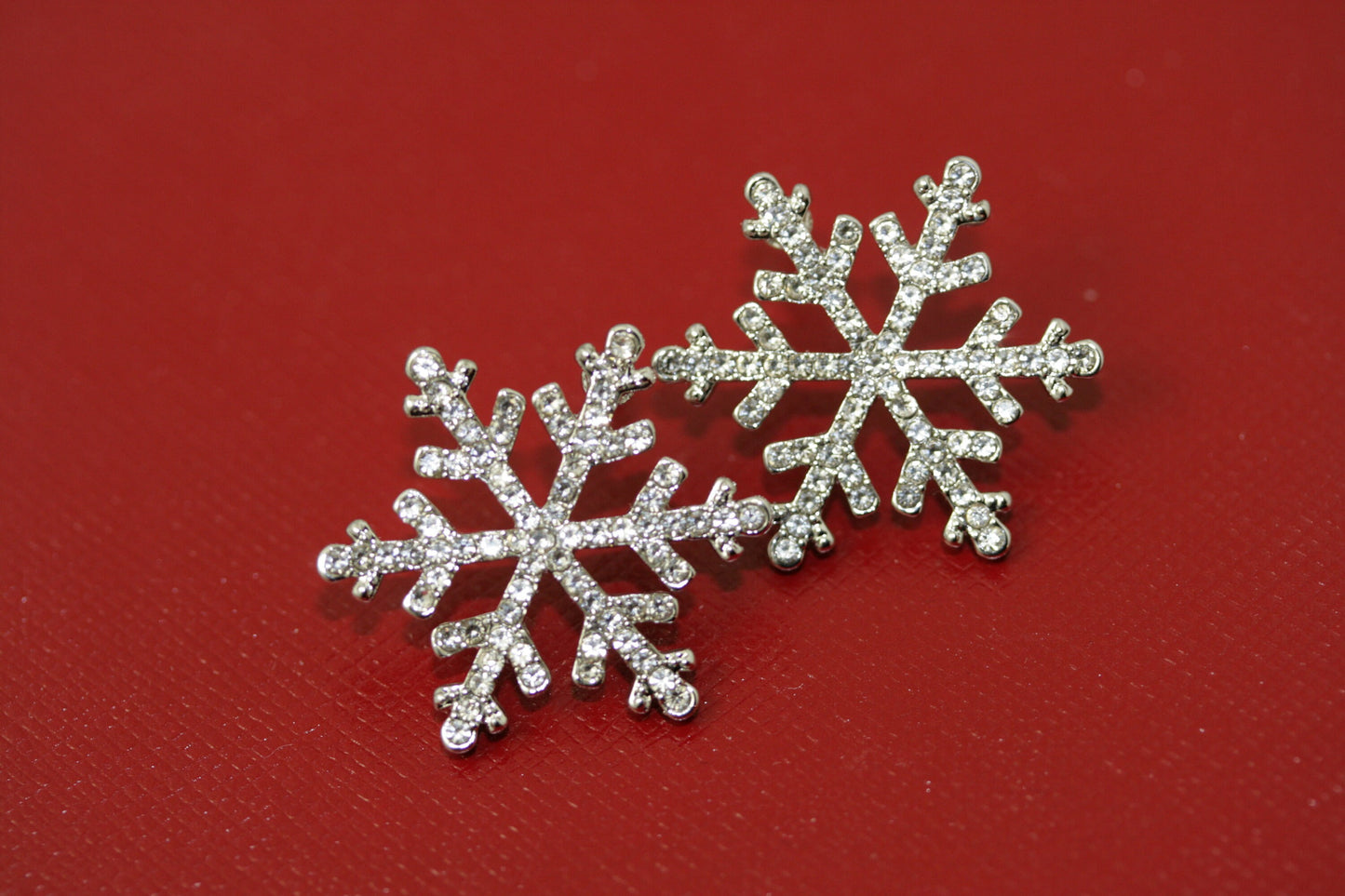Rhinestone Snowflake Post Stud Earring, Crystal Christmas Holiday Jewelry, Winter Snowflake Earring