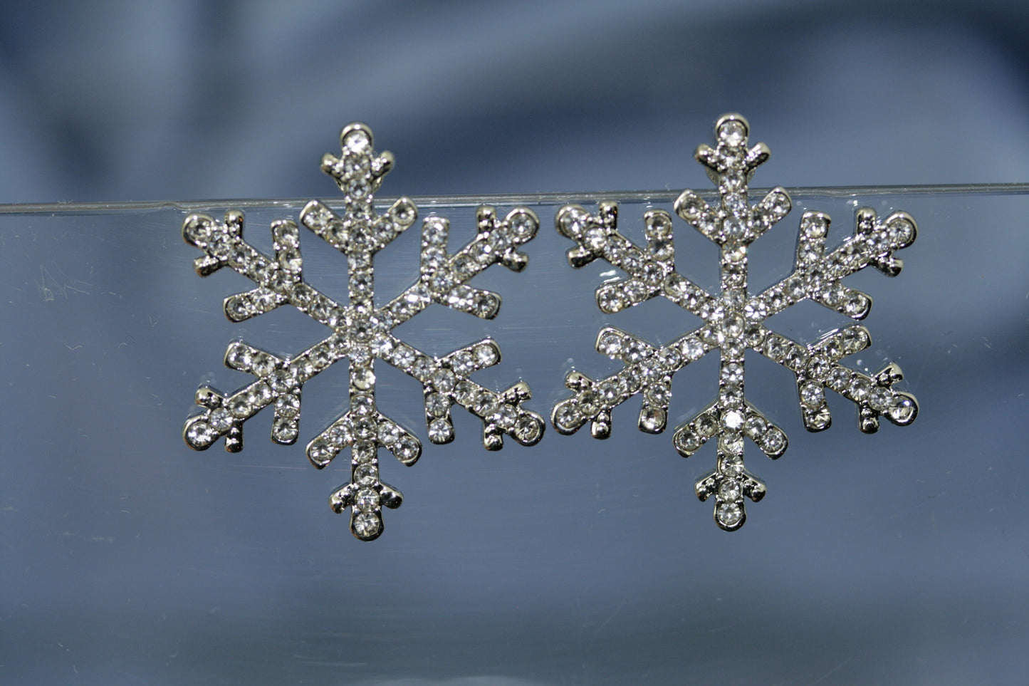 Rhinestone Snowflake Post Stud Earring, Crystal Christmas Holiday Jewelry, Winter Snowflake Earring