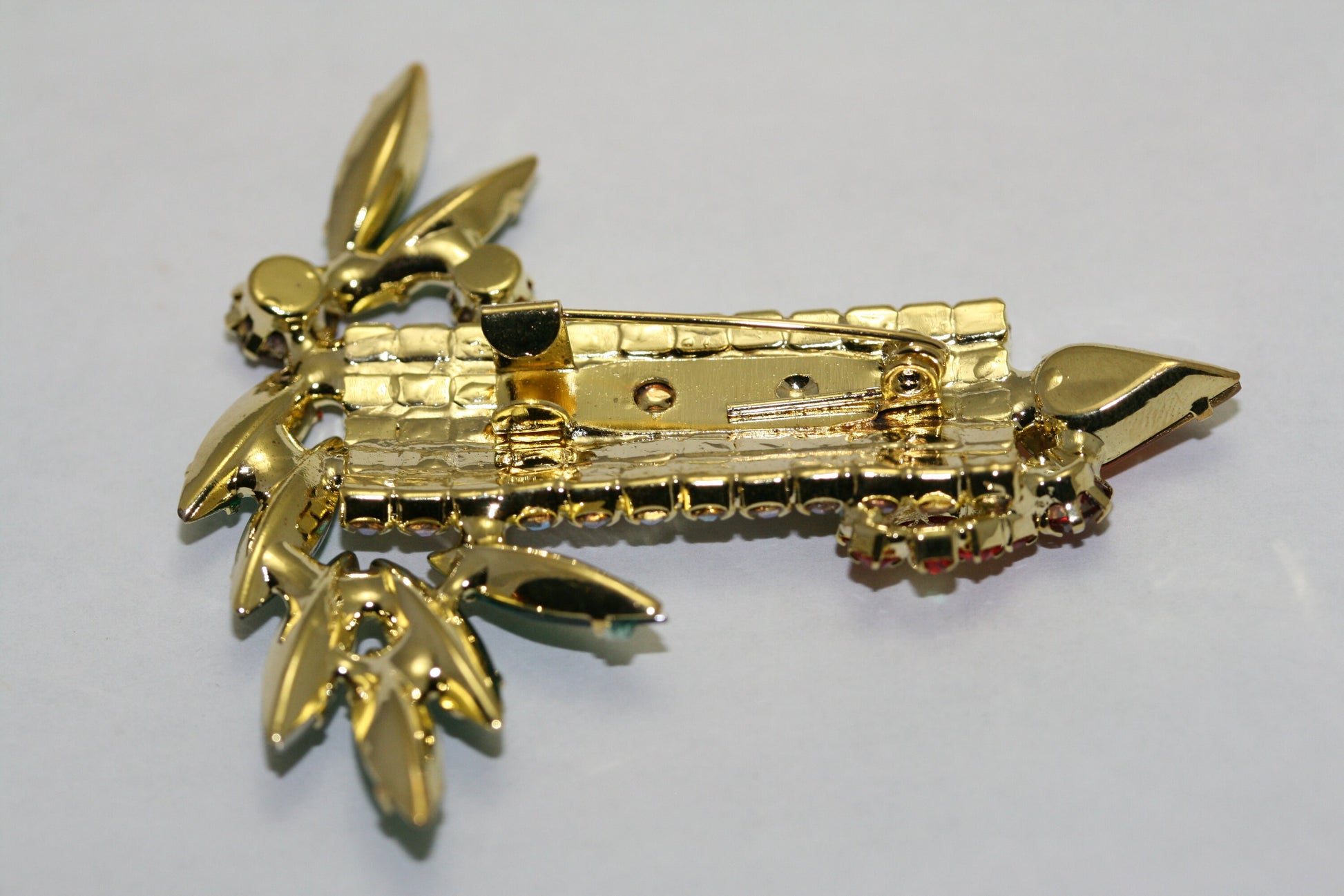 Vintage Large Rhinestone Filled Christmas Candle Brooch, Pin, Holiday Christmas Jewelry