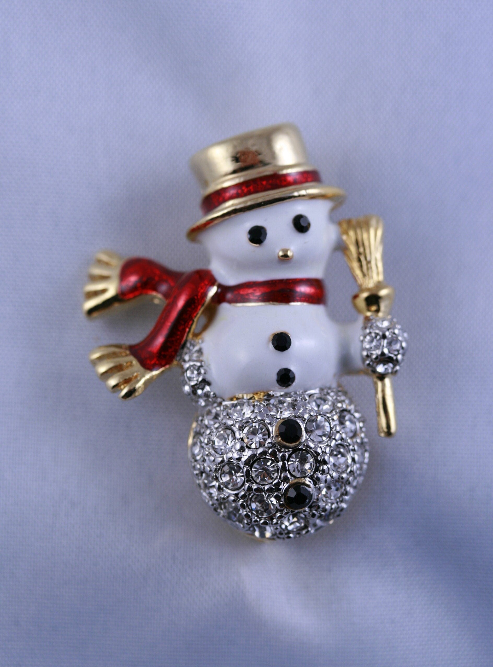 Rhinestone Snowman Brooch Christmas Snowman Pin, Suit Lapel Pin for Gift Party Fashion Holiday Jewelry