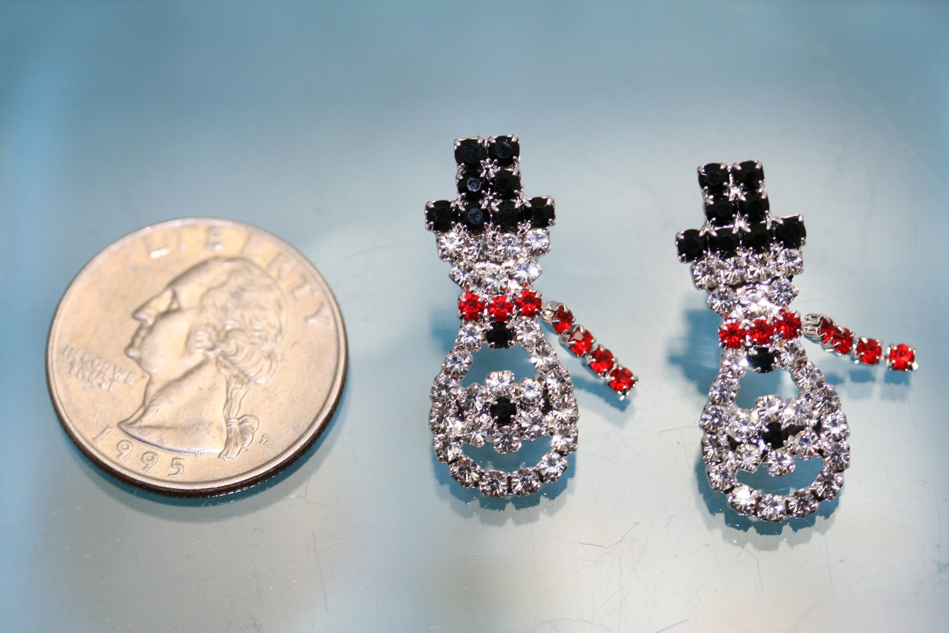Rhinestone Christmas Snowman Earring, Christmas Stud Earring, Holiday Jewelry