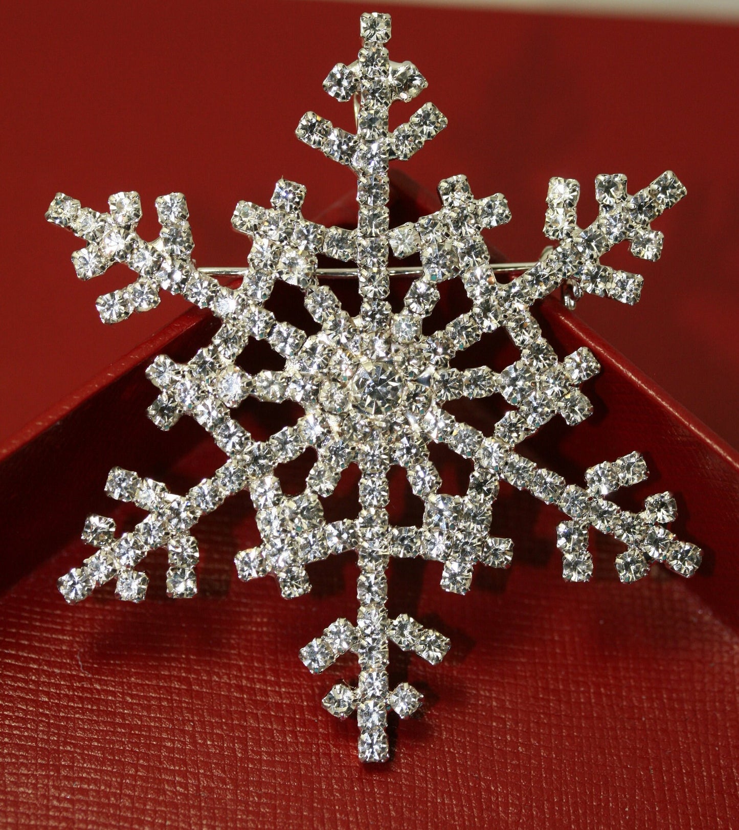 Silver Crystal Rhinestone Snowflake Christmas Pin Brooch Or Pendant, Diamond Winter Holiday Xmas Jewelry Gift