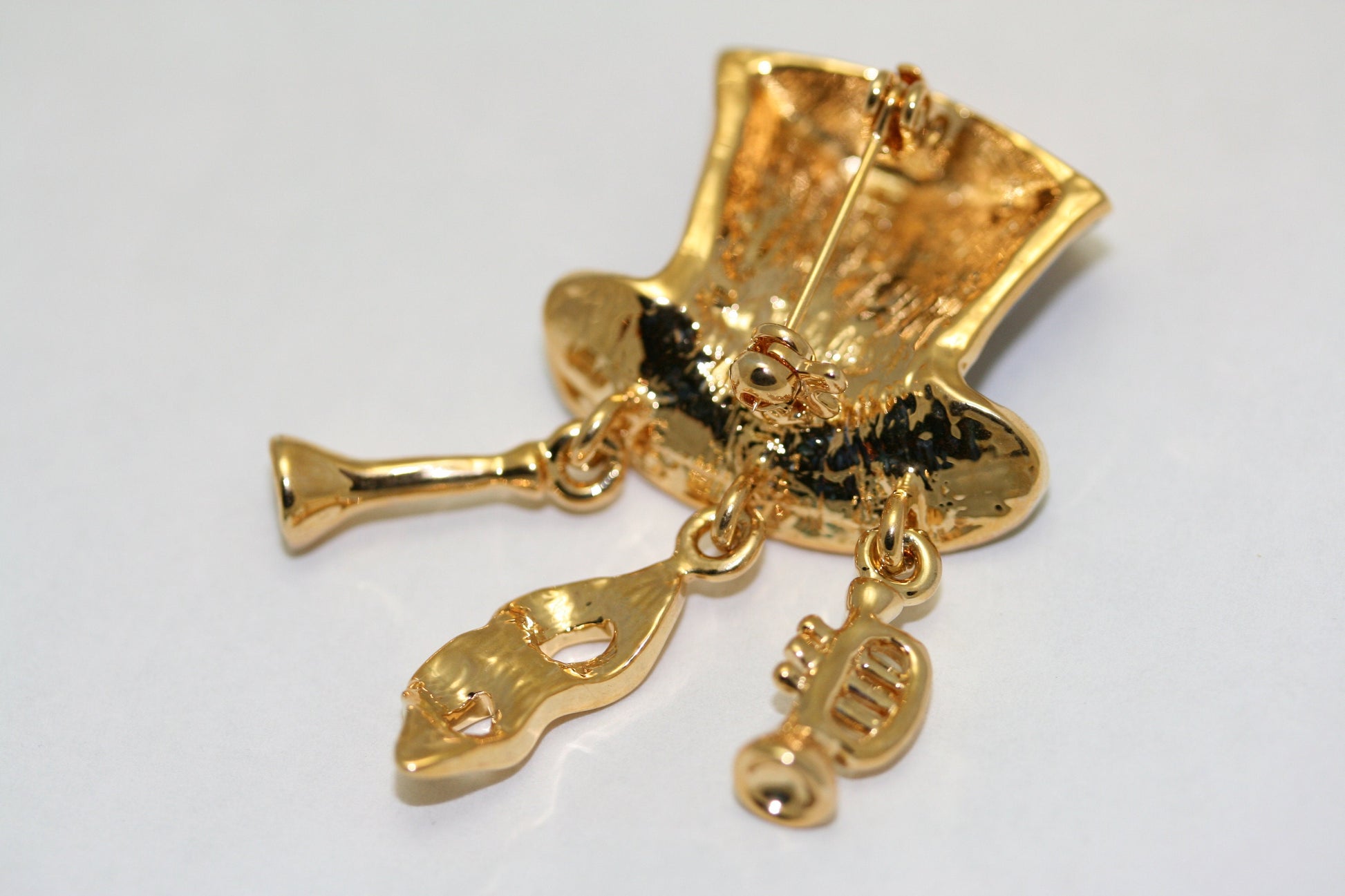 Patriotic Uncle Sam Top Hat Enamel & Rhinestone Gold-tone Lapel Hat Pin, USA Flag, 4th July Costume Brooch Jewelry