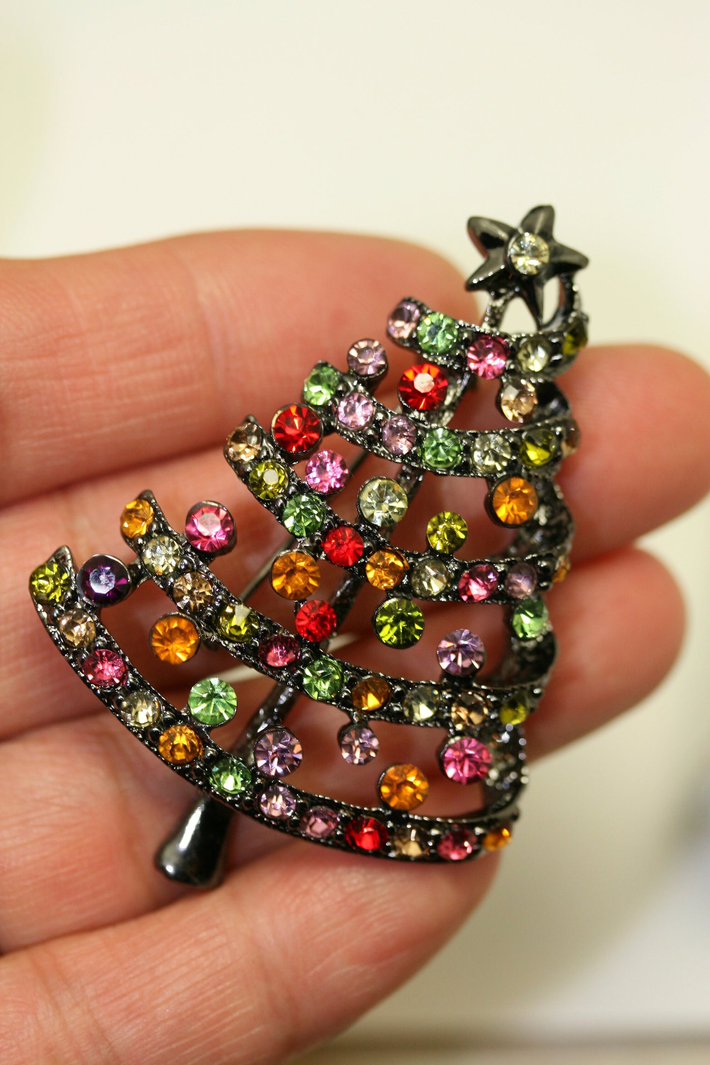 Multicolor Rhinestone Christmas Tree Brooch Pin Women's Jewelry Gift, Xmas, Holiday Jewelry