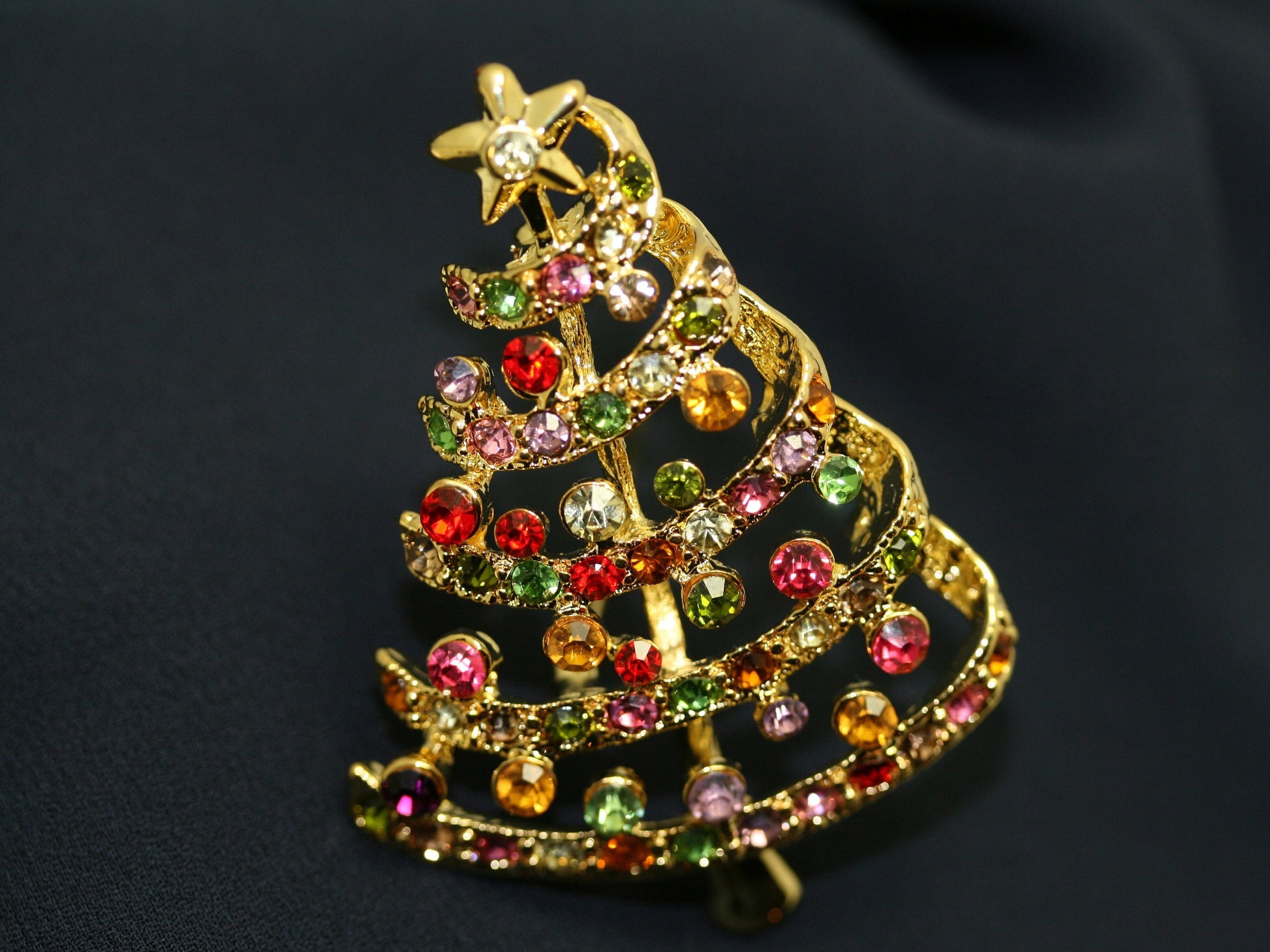 Multicolor Rhinestone Christmas Tree Brooch Pin Women's Jewelry Gift, Xmas, Holiday Jewelry