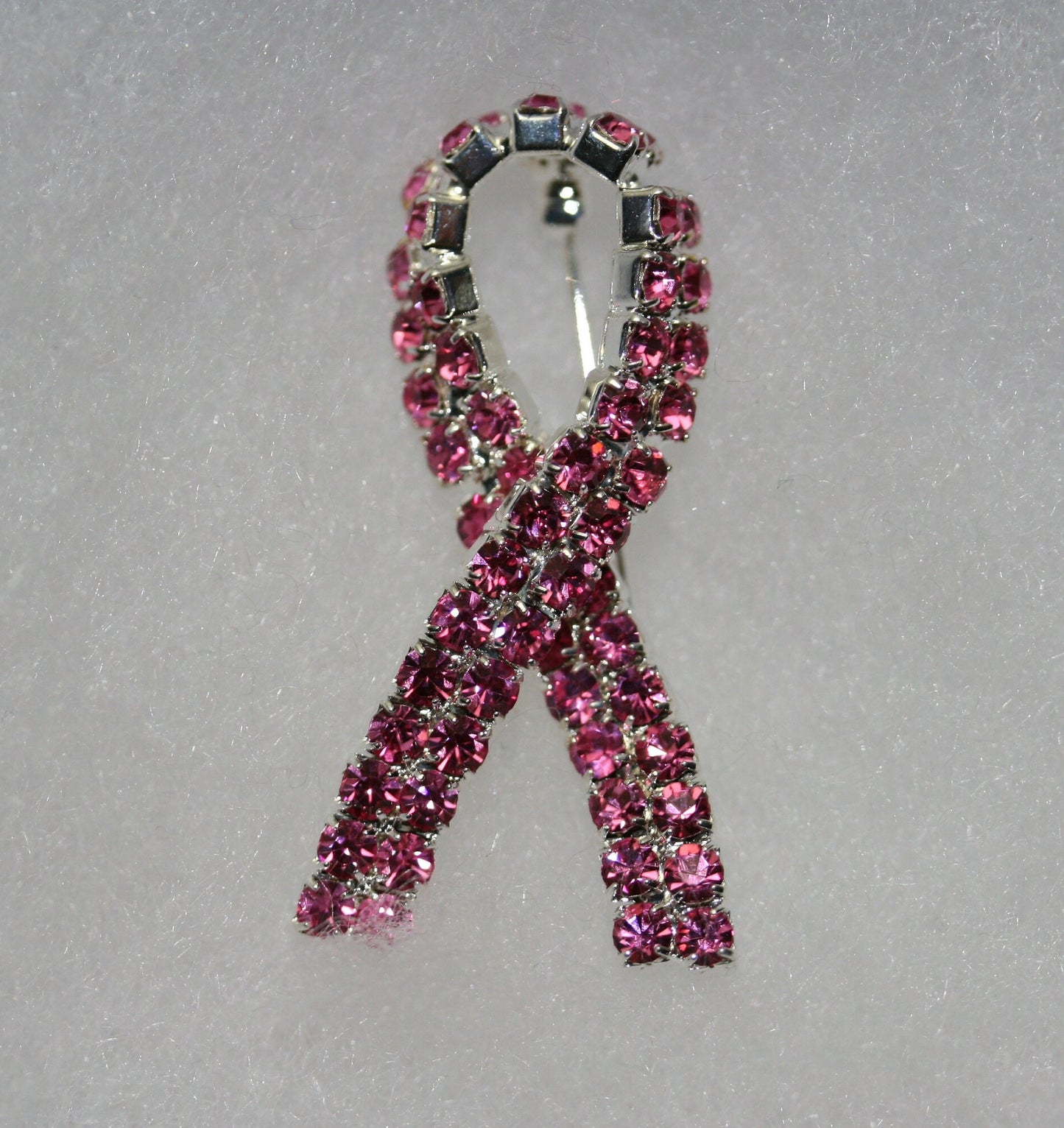 Pink Ribbon Breast Cancer Awareness Pin Brooch Pink Rhinestones Jewelry