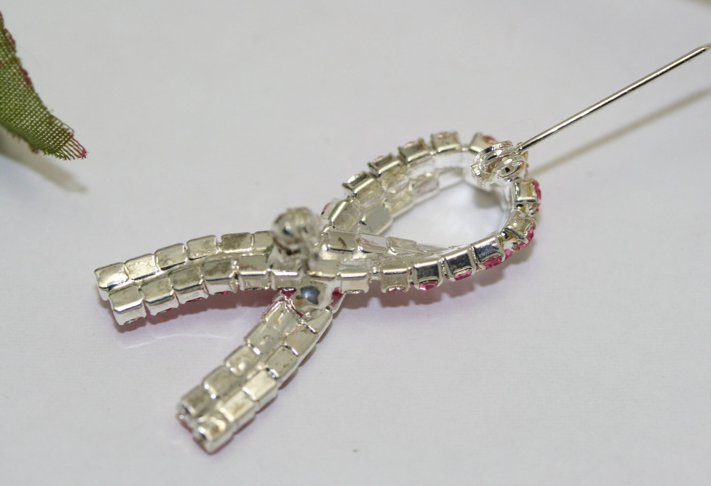 Pink Ribbon Breast Cancer Awareness Pin Brooch Pink Rhinestones Jewelry
