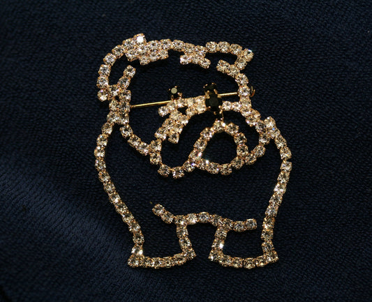 Vintage Costume Bulldog Dog Puppy prong set Georgia Mascot dog brooch pin, Animal Dog Jewelry