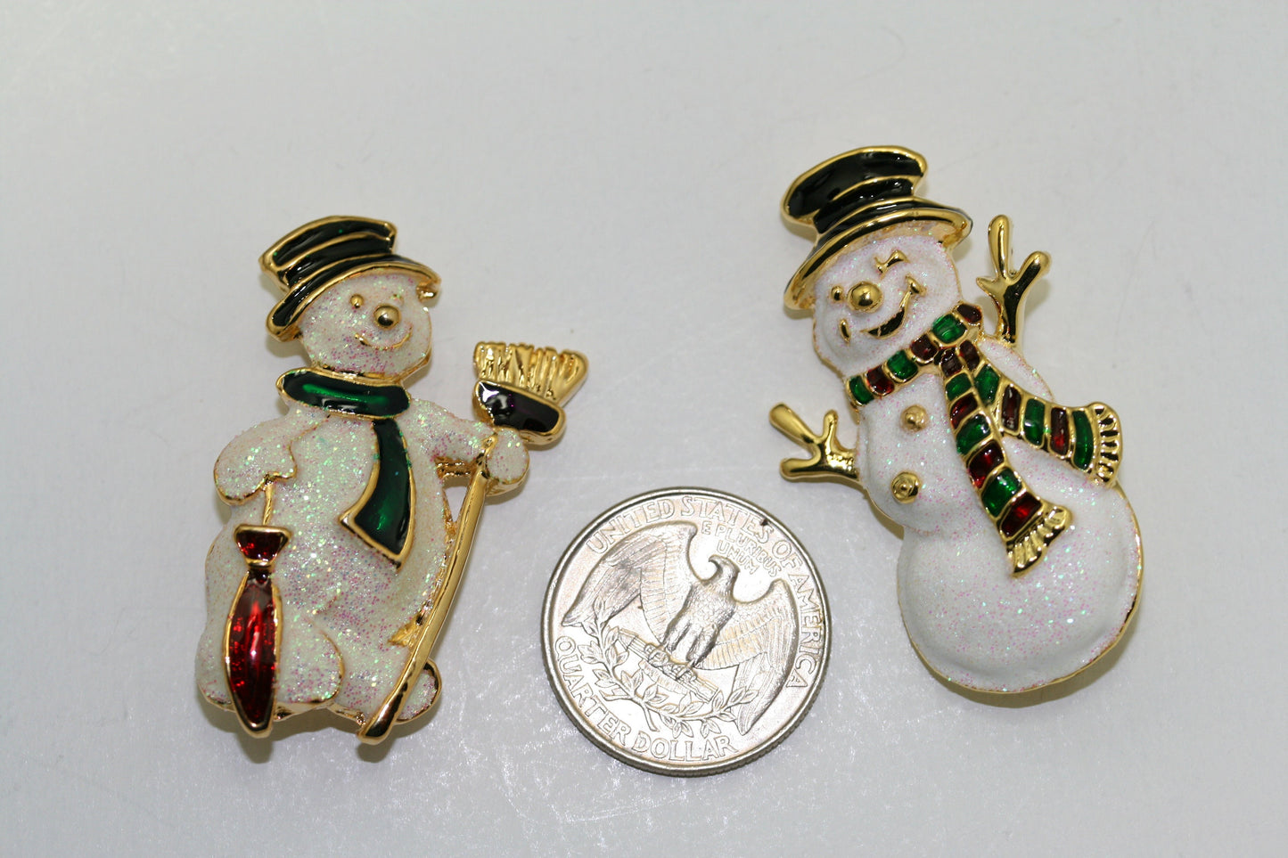Vintage Christmas Snowman Brooch, Pin Sparkle GLITTER Enamel/metal Holiday Jewelry Gift