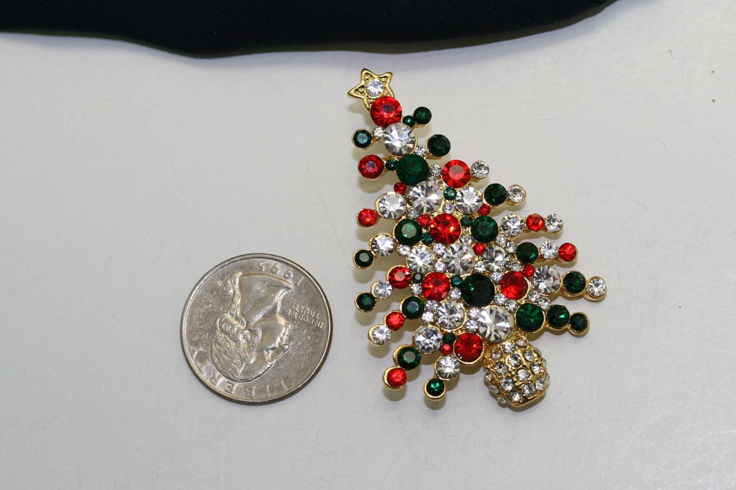 Rhinestone Embellished Holiday Galore CHRISTMAS Tree Brooch, Multi-colors Xmas Holiday Jewelry Gift