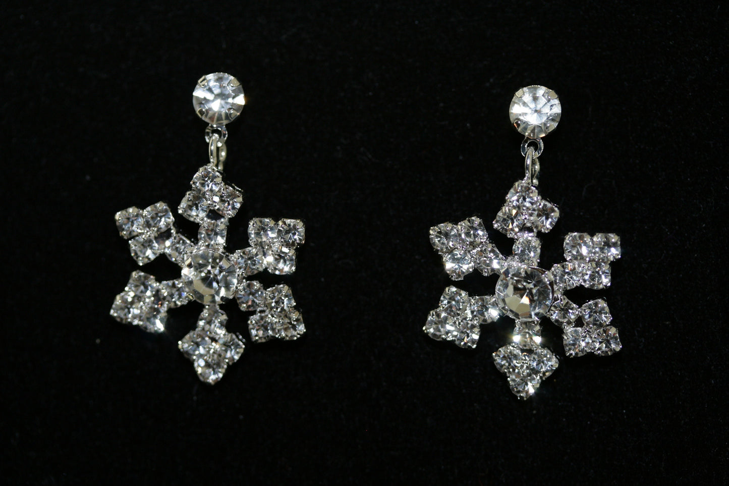 Sparkling Austrian Rhinestone Snowflake Post Dangle and Drop Earrings, Christmas Holiday Jewelry and Gift