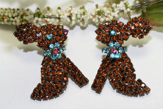 Rhinestone Easter Chocolate Bunny Stud Earring, Easter Bunny Rabbit Jewelry Gift