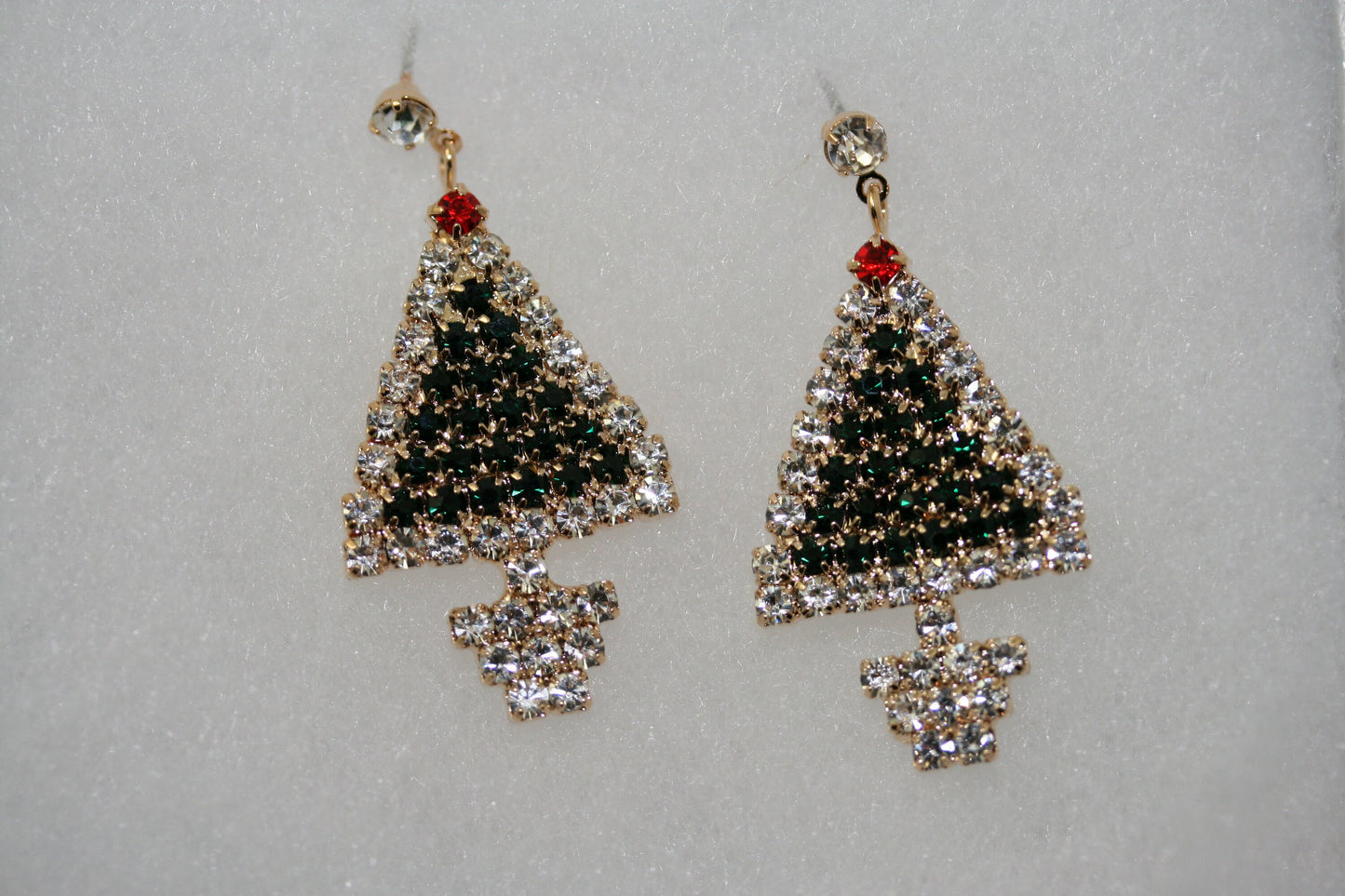 Traditional Rhinestone Christmas Tree Dangle Earring, Crystal Fashion Xmas Holiday Stud Earring Jewelry Gift