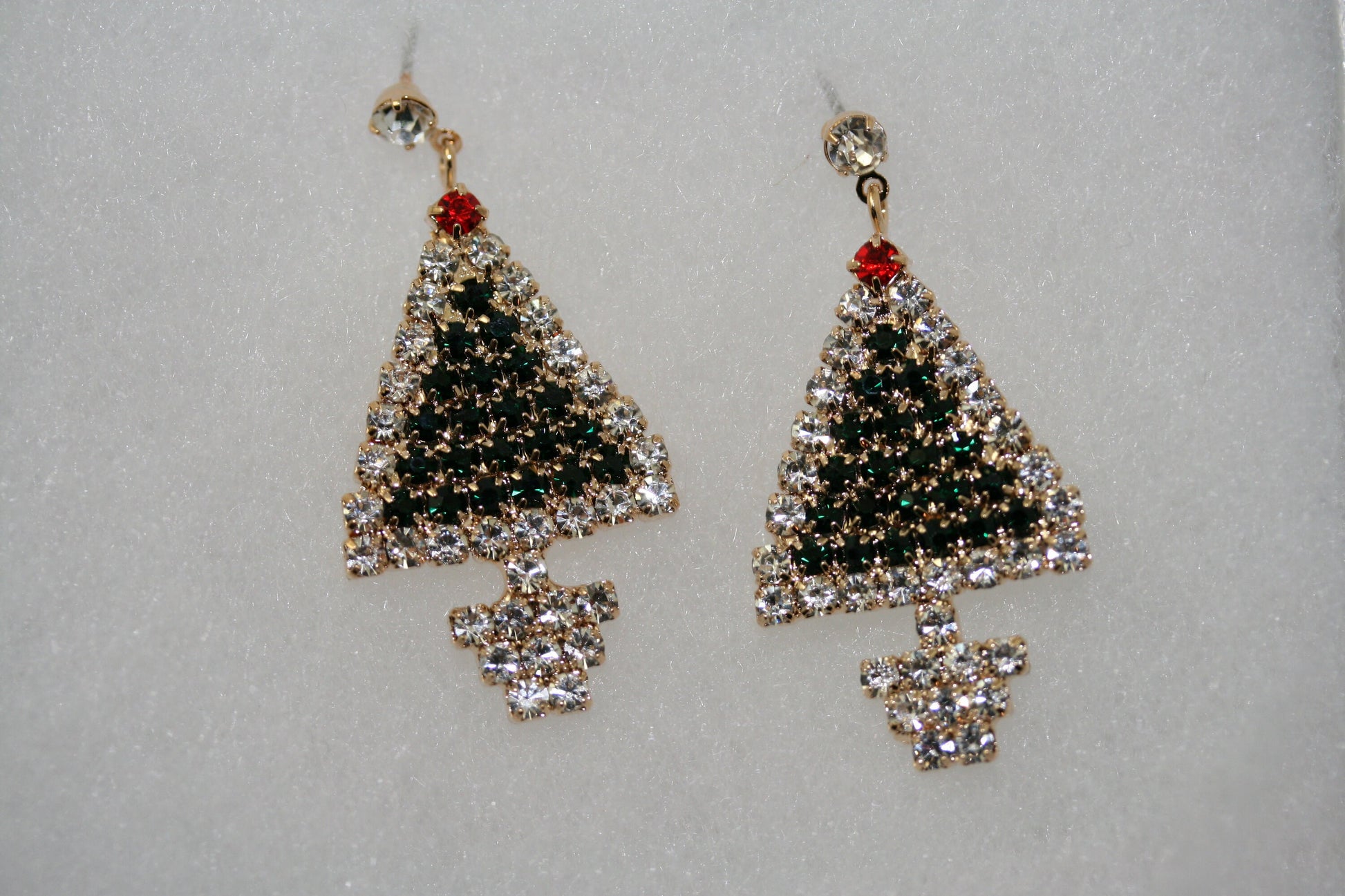 Traditional Rhinestone Christmas Tree Dangle Earring, Crystal Fashion Xmas Holiday Stud Earring Jewelry Gift