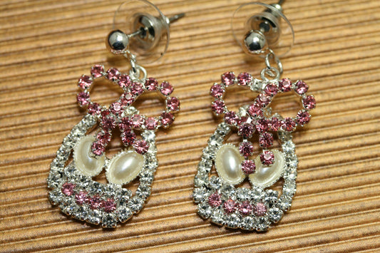 Rhinestone Easter Egg Basket Dangle Earring With Pearl, Easter Jewelry