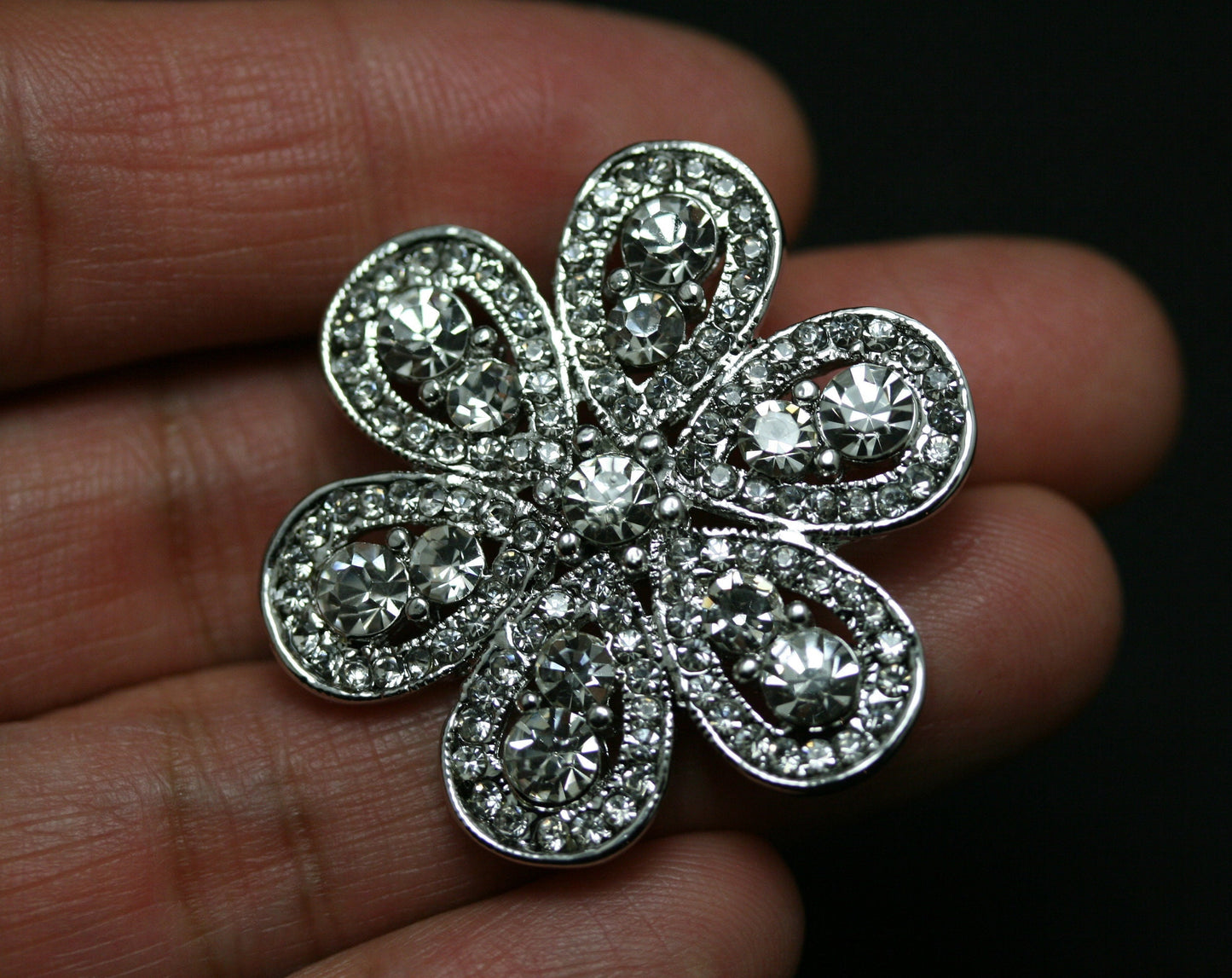 Silver-tone Rhinestone Snowflake Brooch, Pin & Pendant, Christmas Winter Snowflake Jewelry Gift, Wedding Jewelry