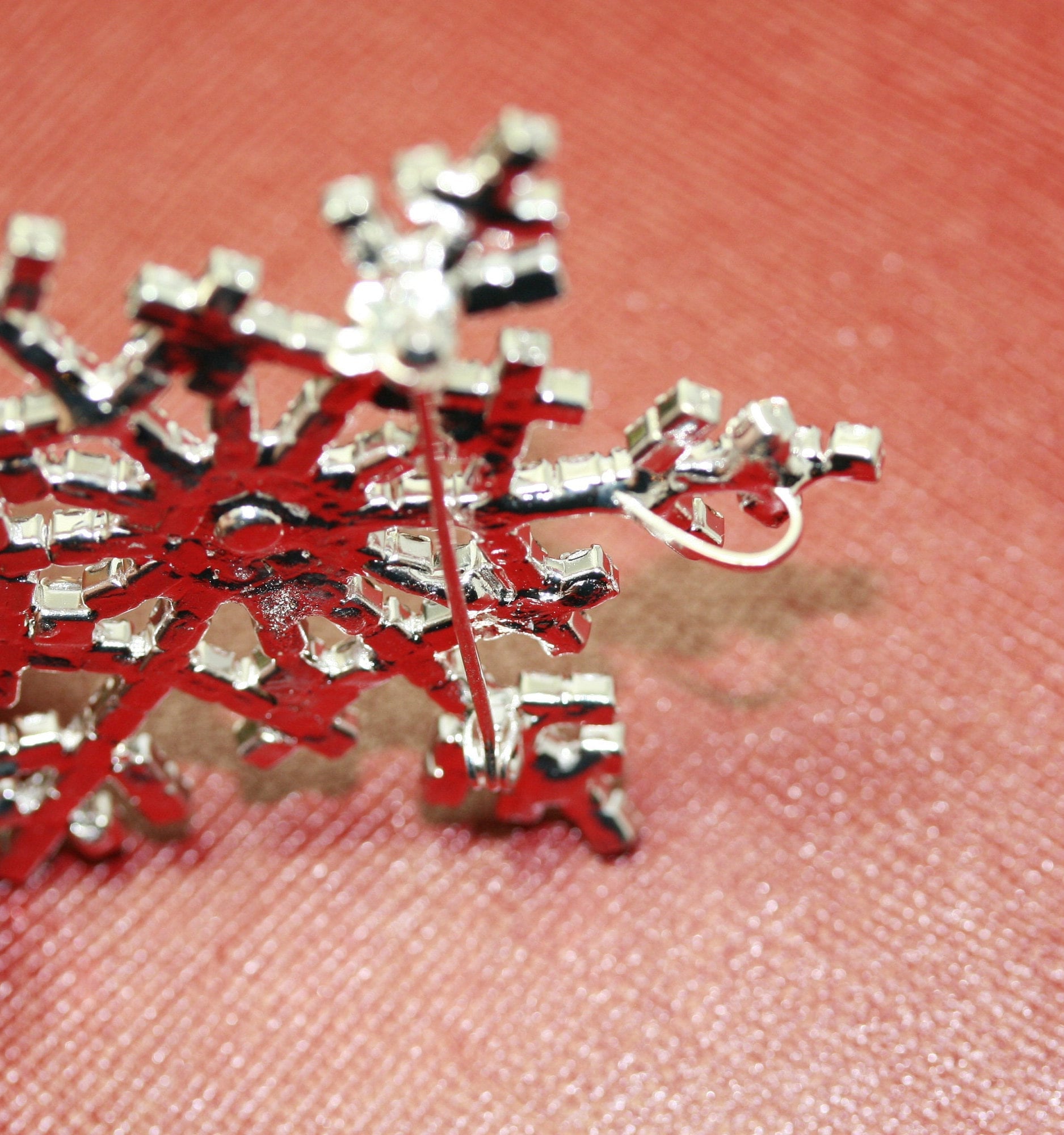 Silver Crystal Rhinestone Snowflake Christmas Pin Brooch Or Pendant, Diamond Winter Holiday Xmas Jewelry Gift
