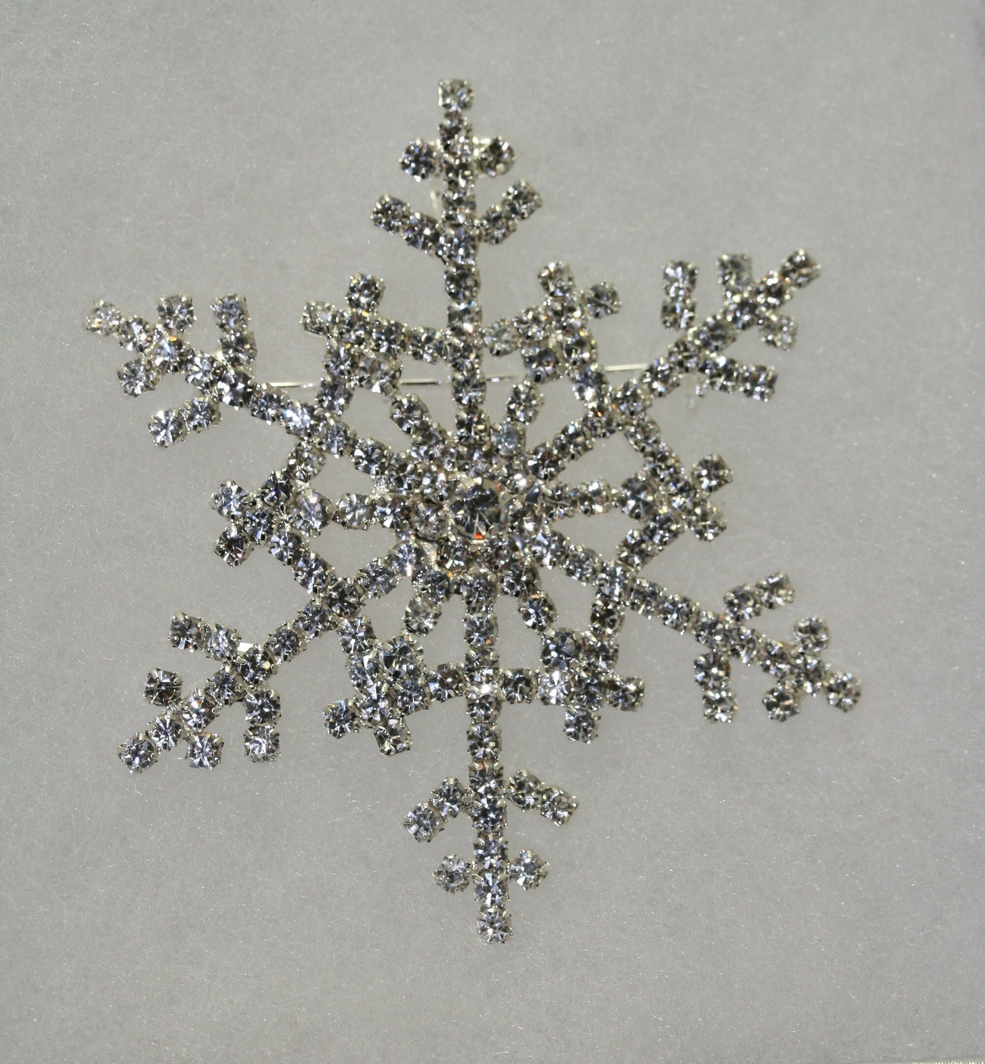 Silver Crystal Rhinestone Snowflake Christmas Pin Brooch Or Pendant, Diamond Winter Holiday Xmas Jewelry Gift