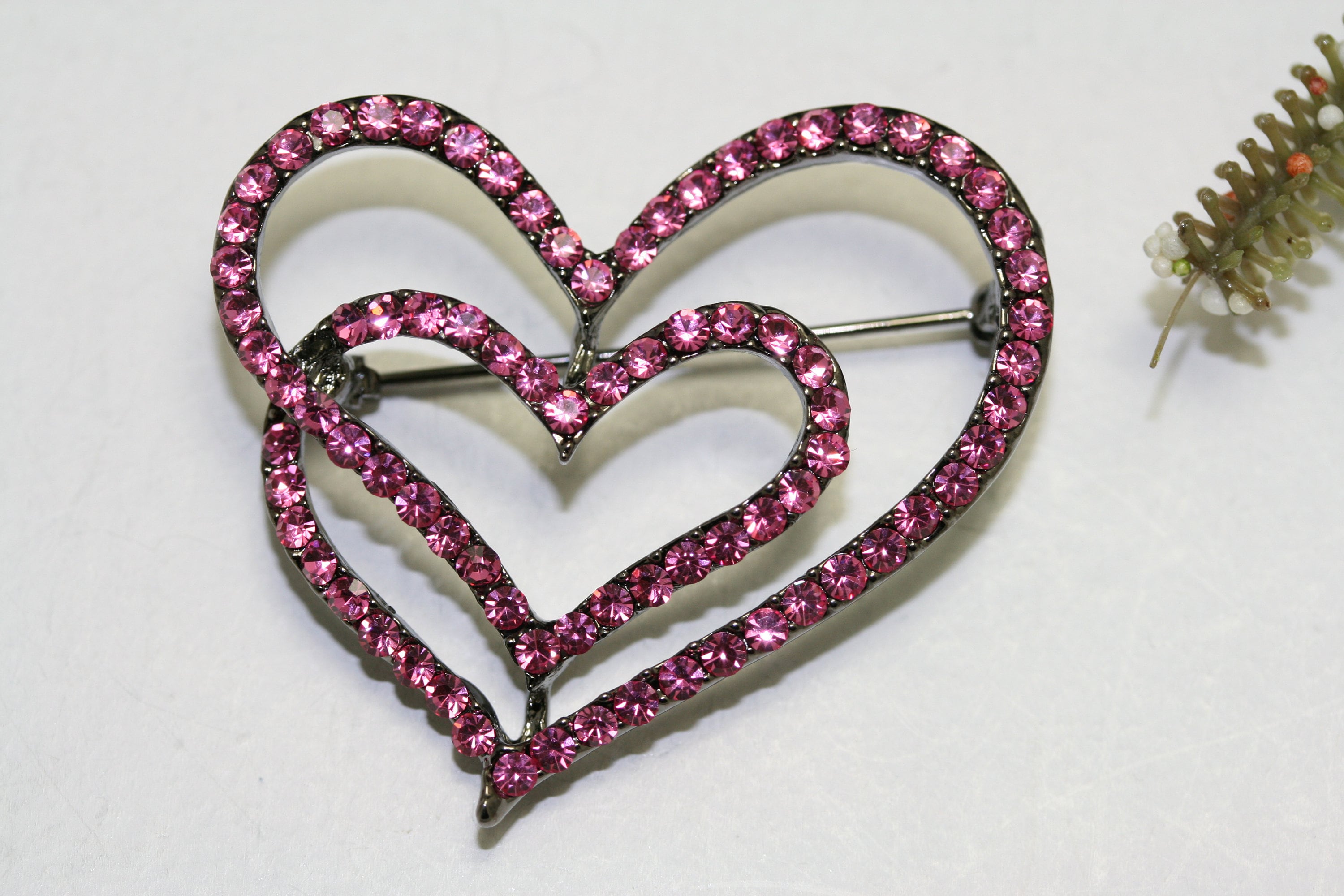 Rhinestone Heart Shape Brooch Pin Love Brooch Fashion