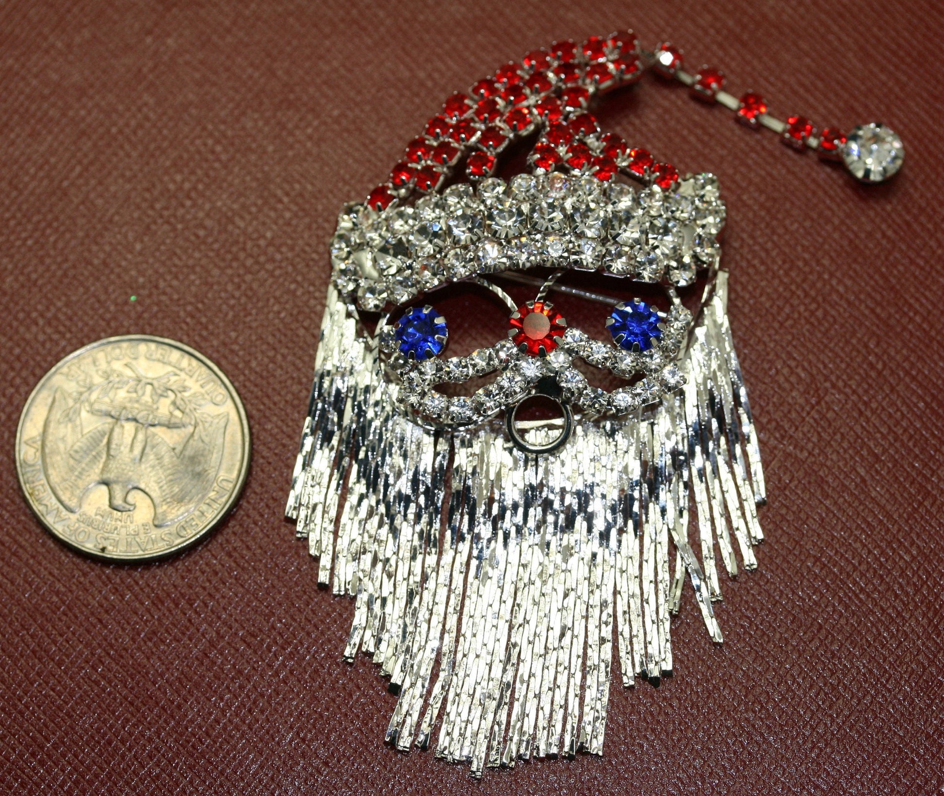 Christmas Santa Claus Face Brooch and Earrings Set , Santa Clause pin, Santa Clause Earrings Christmas Holiday Jewelry Set