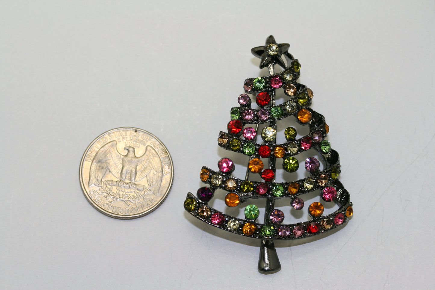 Multicolor Rhinestone Christmas Tree Brooch Pin Women's Jewelry Gift, Xmas, Holiday Jewelry