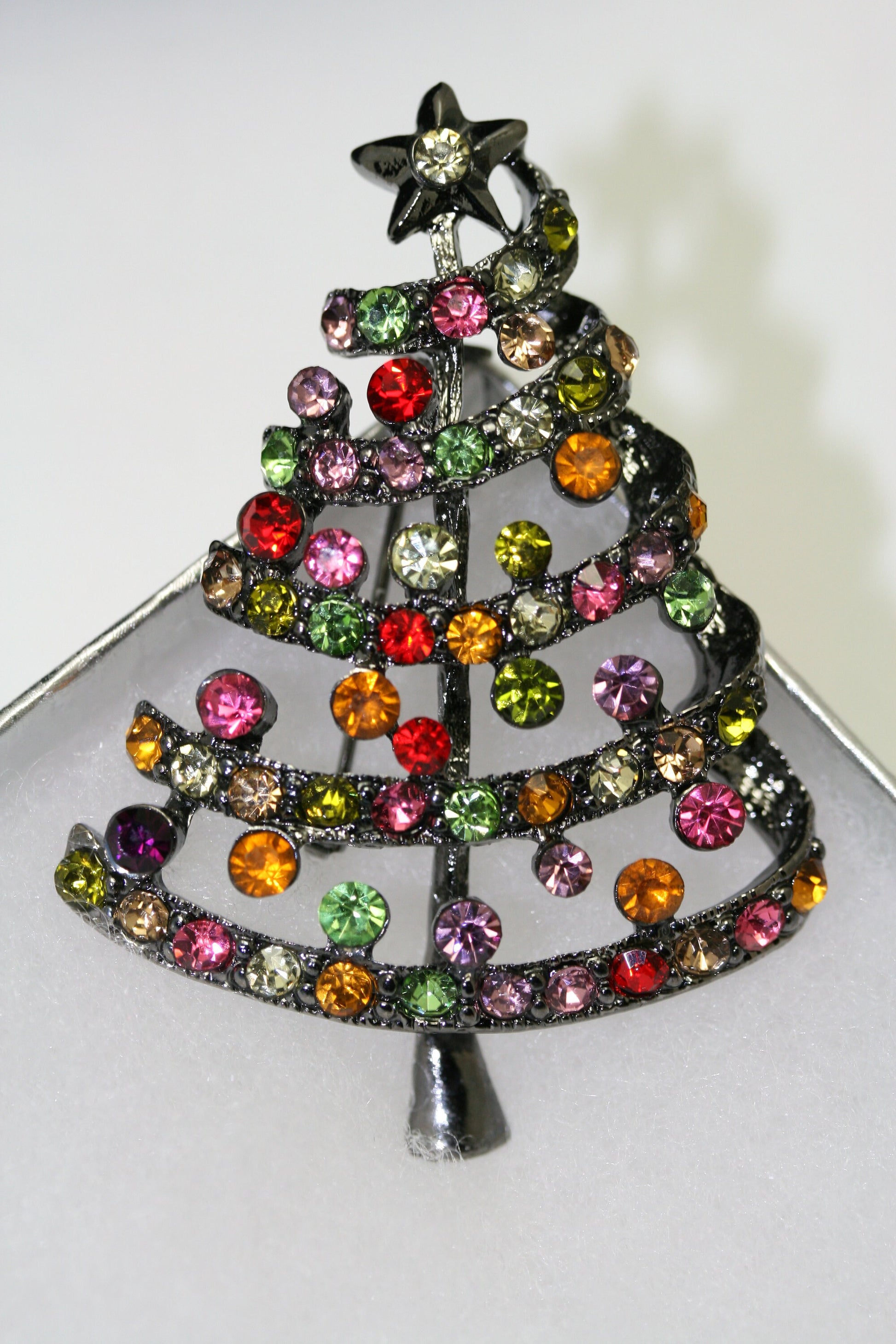 Multicolor Rhinestone Christmas Tree Brooch Pin Women's Jewelry Gift, Xmas, Holiday Jewelry