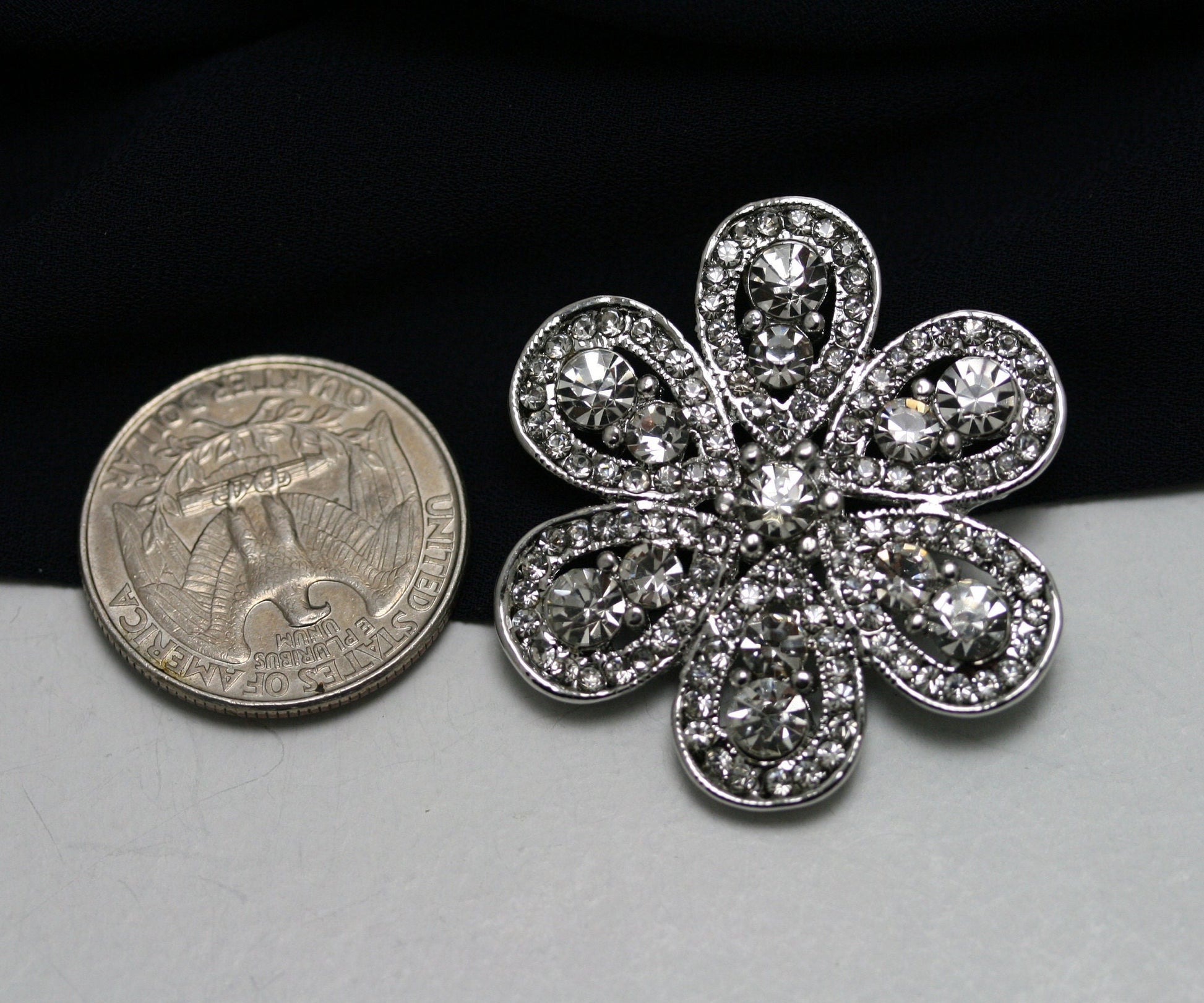 Silver-tone Rhinestone Snowflake Brooch, Pin & Pendant, Christmas Winter Snowflake Jewelry Gift, Wedding Jewelry