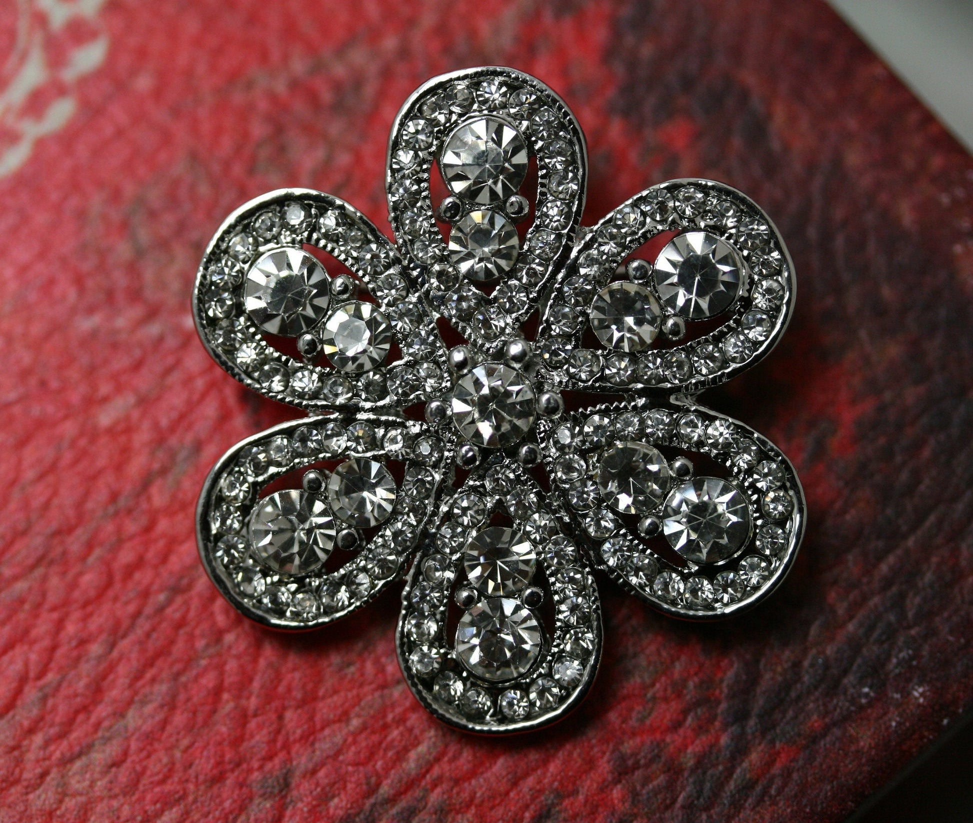 Silver-tone Rhinestone Snowflake Brooch, Pin & Pendant, Christmas Winter Snowflake Jewelry Gift, Wedding Jewelry