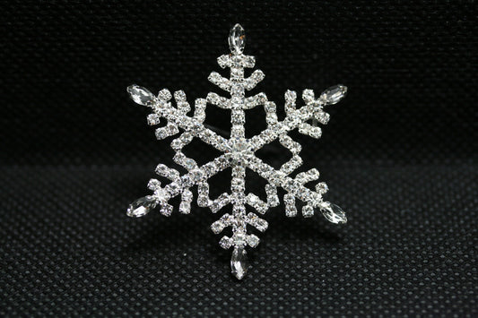 Rhinestone Snowflake Christmas Pin Brooch & Pendant, Crystal Snowflake Jewelry Gift, Winter Holiday Jewelry Gift