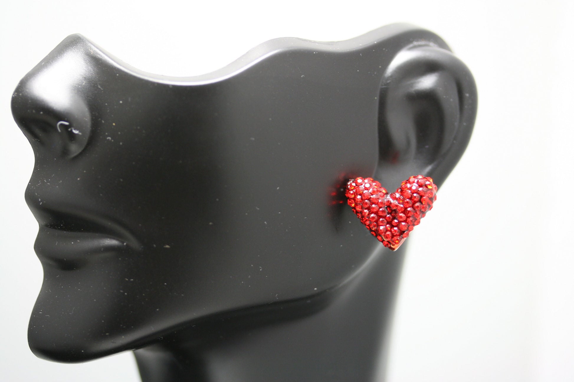 Gold Treasures Crystal Heart Stud Earrings, Rhinestone Red Heart Earrings, Valentine's Day Heart Earrings Jewelry Gift