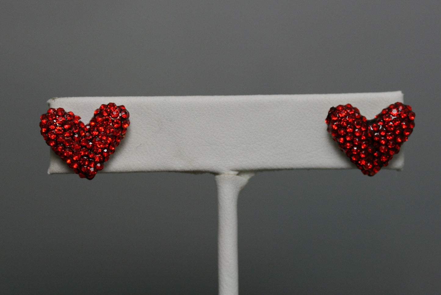 Gold Treasures Crystal Heart Stud Earrings, Rhinestone Red Heart Earrings, Valentine's Day Heart Earrings Jewelry Gift