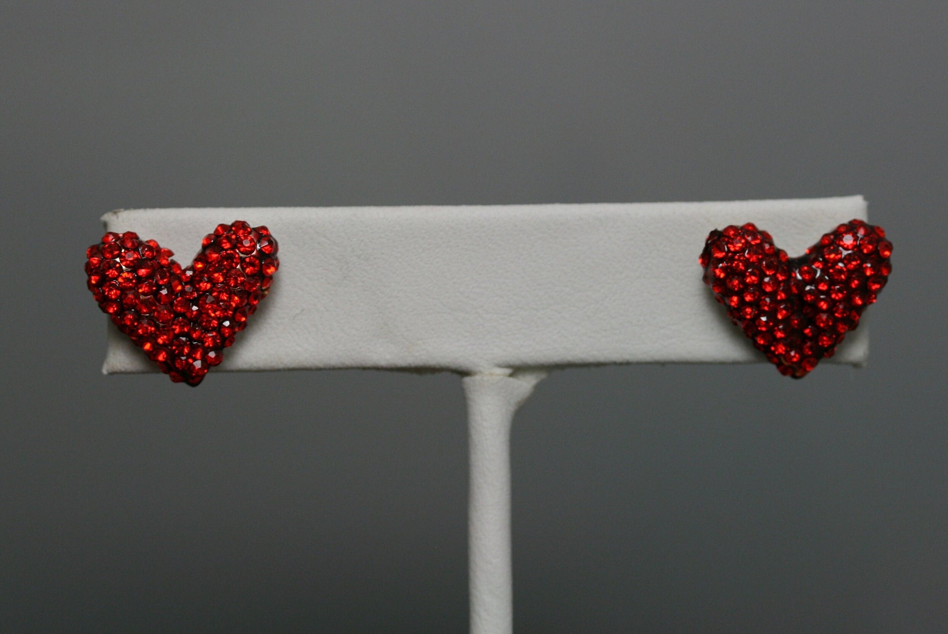 Gold Treasures Crystal Heart Stud Earrings, Rhinestone Red Heart Earrings, Valentine's Day Heart Earrings Jewelry Gift