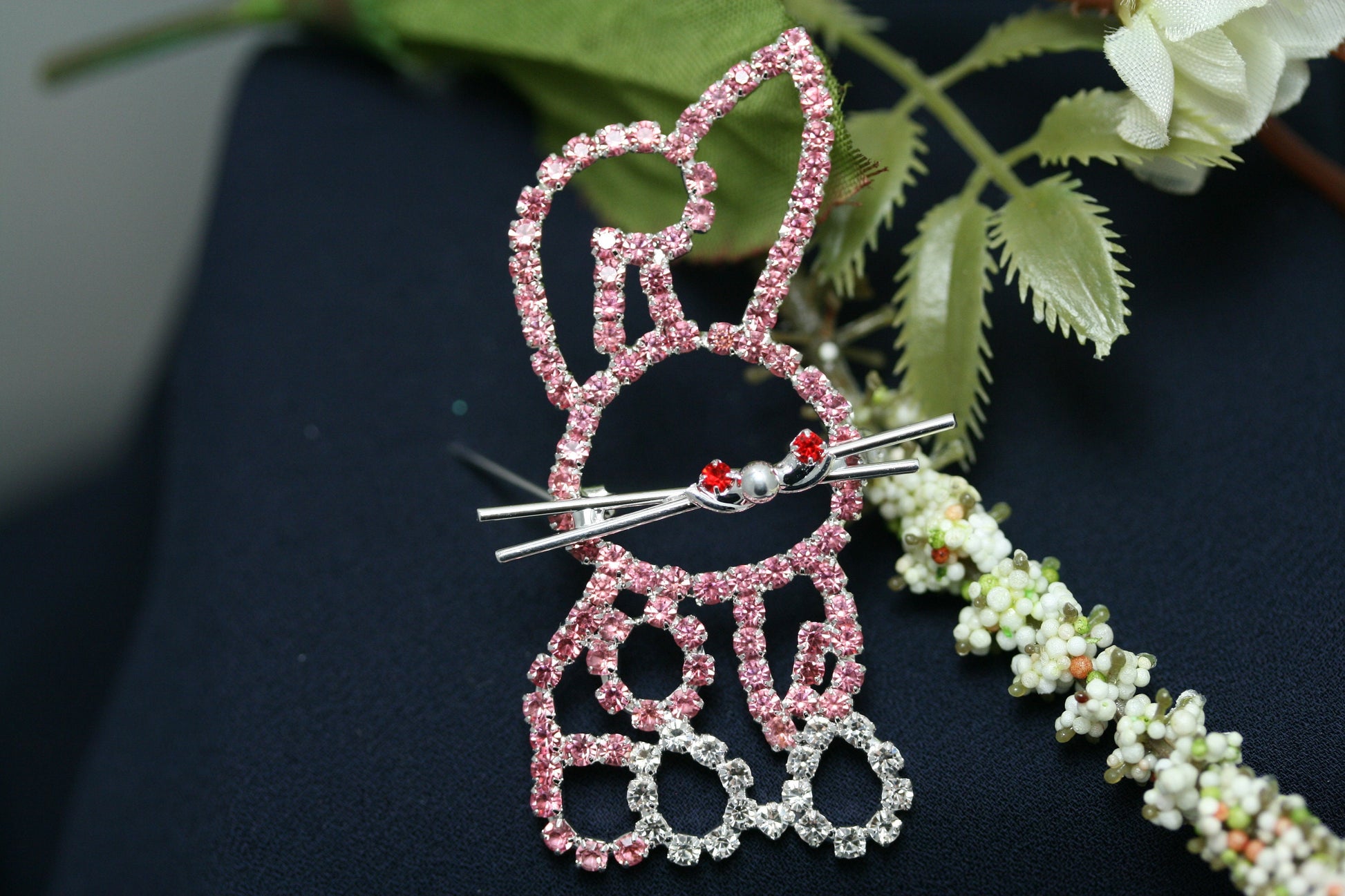 Pink Rhinestone Crystal Easter Rabbit Bunny Pin Brooch, Cute Bunny Pin, Easter Jewelry GIft