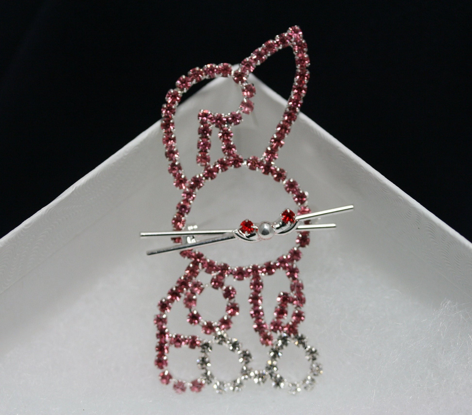 Pink Rhinestone Crystal Easter Rabbit Bunny Pin Brooch, Cute Bunny Pin, Easter Jewelry GIft